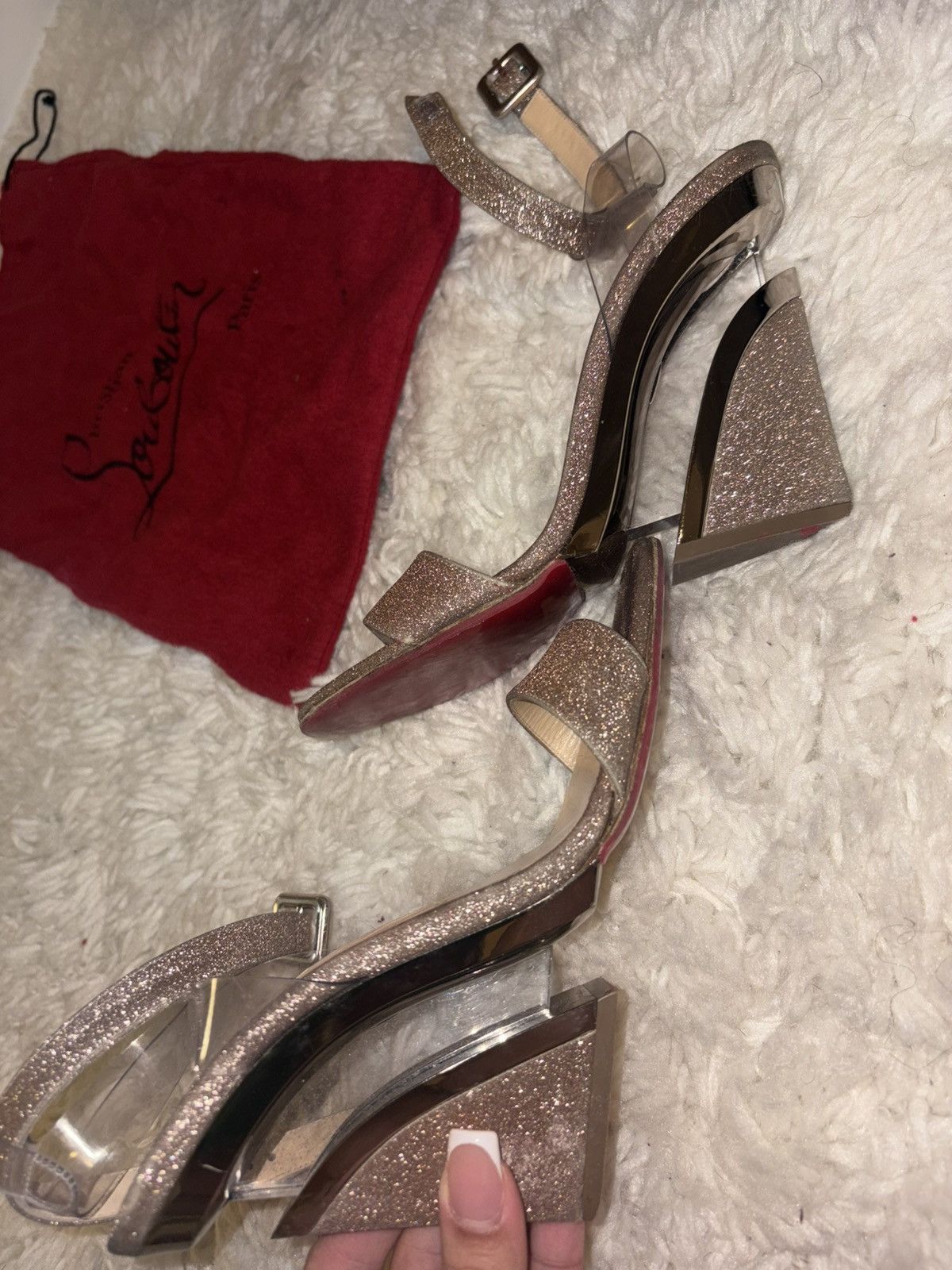 Christian Louboutin Christian Louboutin Gold/Glass heel Size US 8.5 / IT 38.5 - 5 Thumbnail