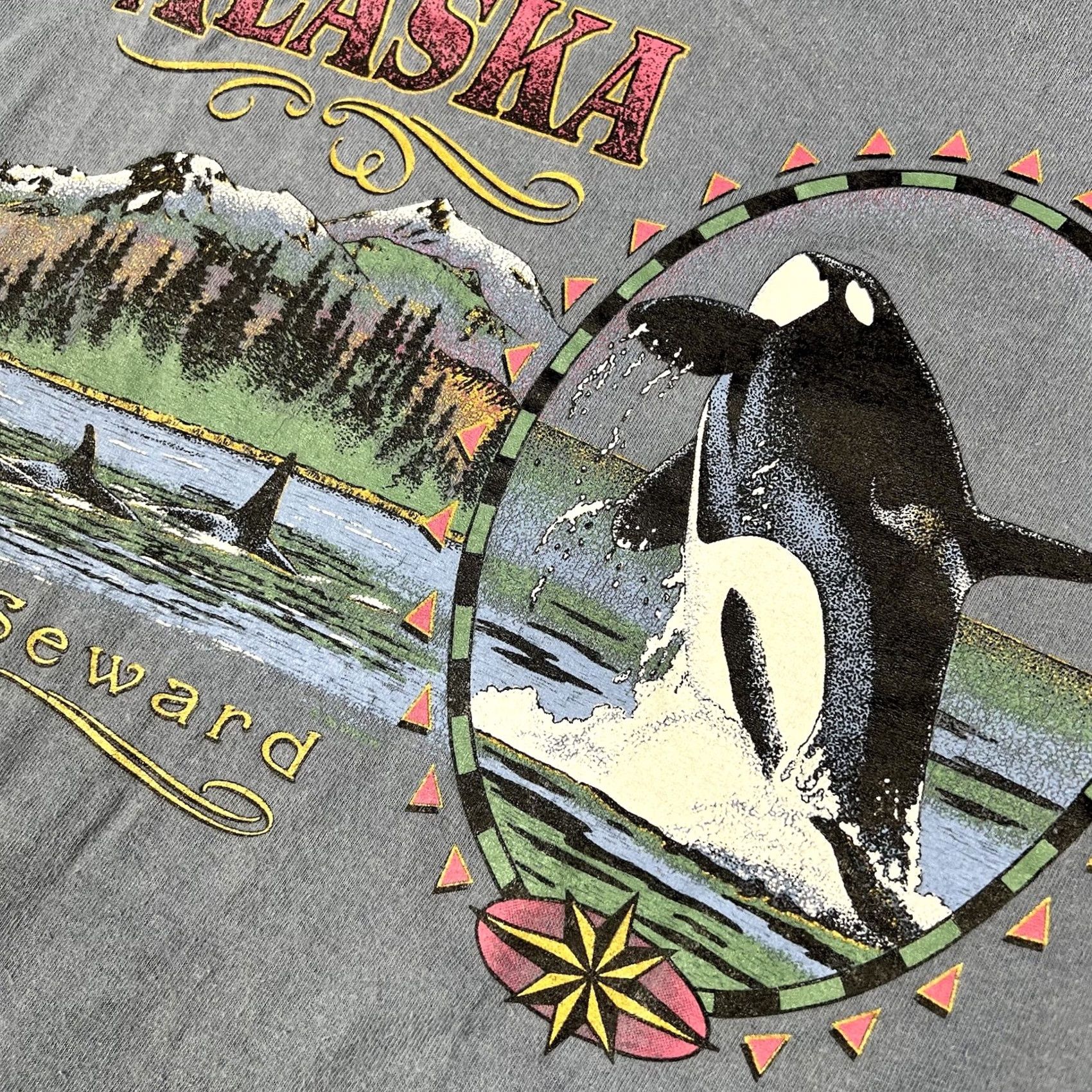 Anvil VINTAGE 90s Anvil T-Shirt Whale Alaska Big Graphic 2XL USA Crew Neck Short Sleeve Graphic Print Unisex Adults Size US XXL / EU 58 / 5 - 6 Thumbnail