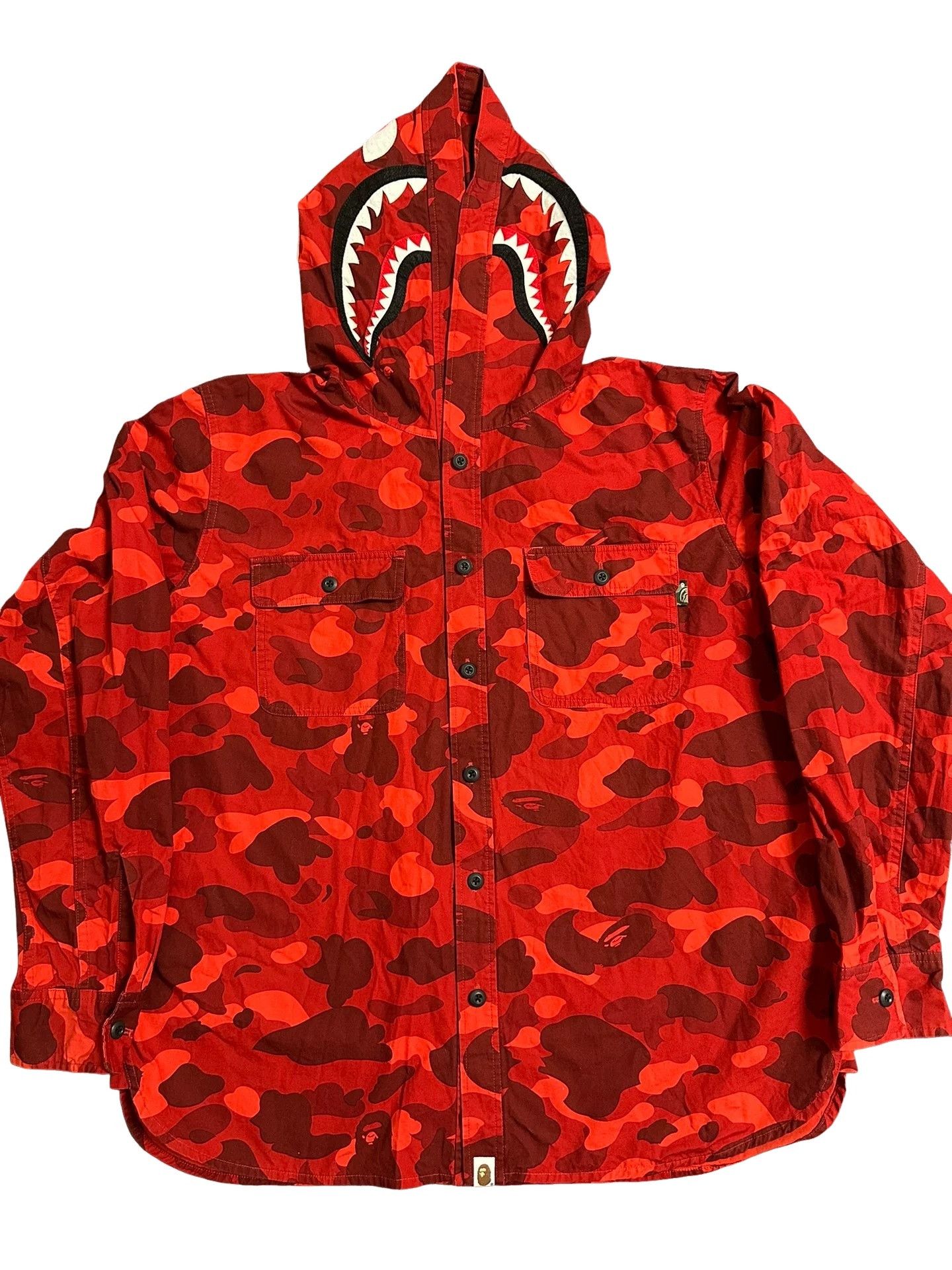 Bape Bape Red Camo Shark Shirt Jacket Size XXL Size US XXL / EU 58 / 5 - 1 Thumbnail