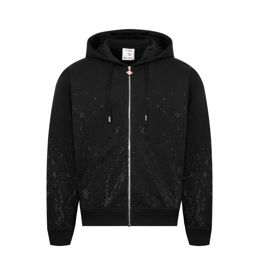 Casablanca o1h1sh10526 Crystal Monogram Zip Up Sweatshirt in Black Size US XXL / EU 58 / 5 - 1 Thumbnail