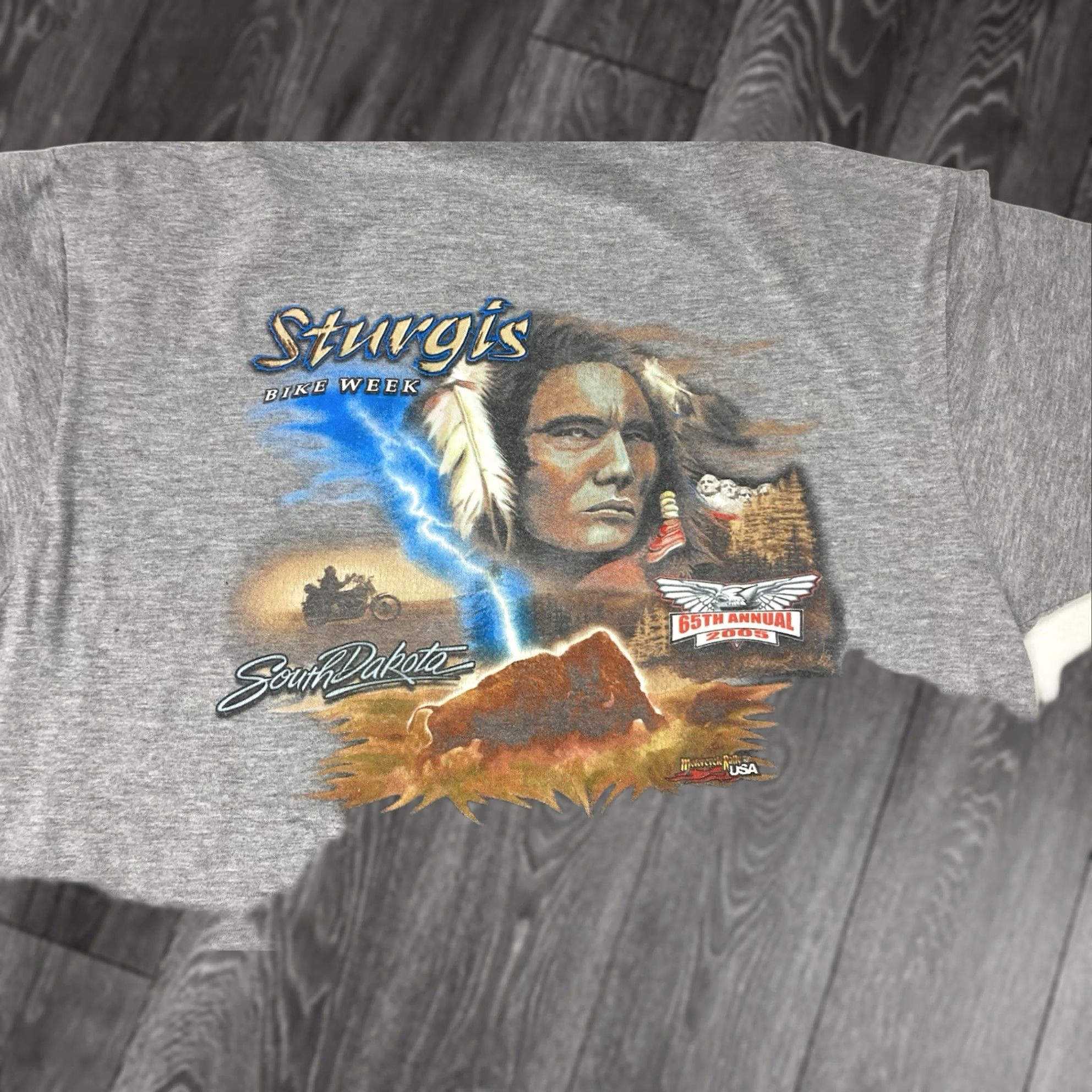 Vintage VINTAGE Sturgis Bike Week 2005 Graphic T-shirt Men Large Gray Motorcycle Shirt Size US L / EU 52-54 / 3 - 1 Thumbnail