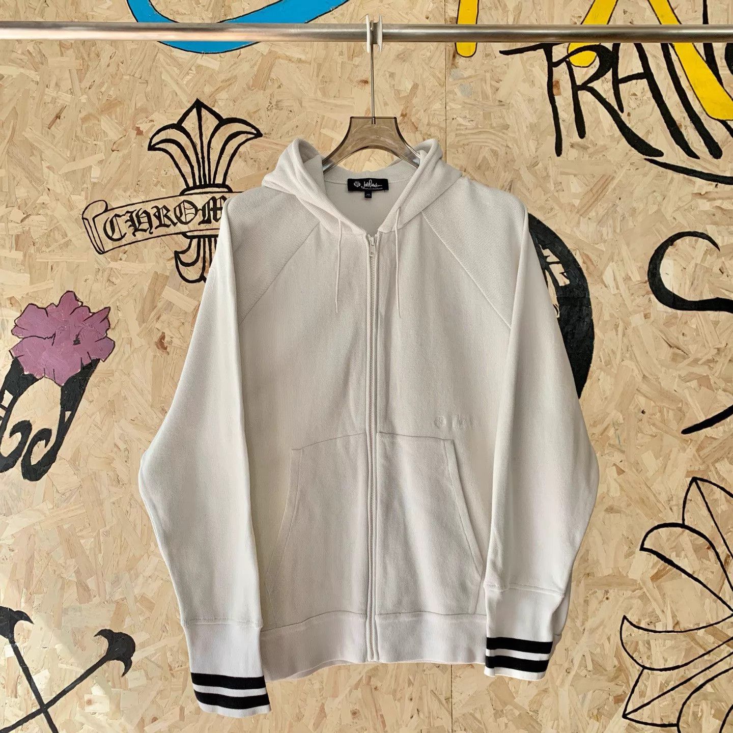 Loro Piana Loro Piana x Fragment White Striped Logo Zip Hood Size US XL / EU 56 / 4 - 1 Thumbnail