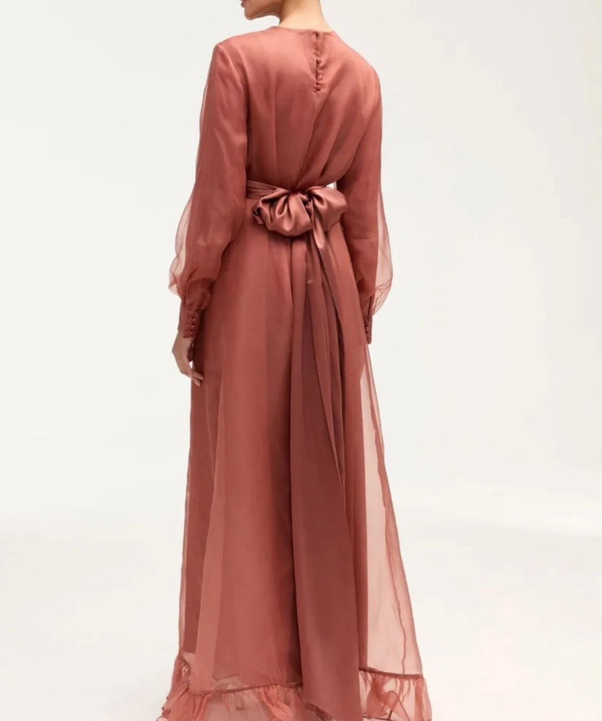 Other New silk organza ruffle trim maxi dress -dedar wood size L Size L / US 10 / IT 46 - 2 Thumbnail