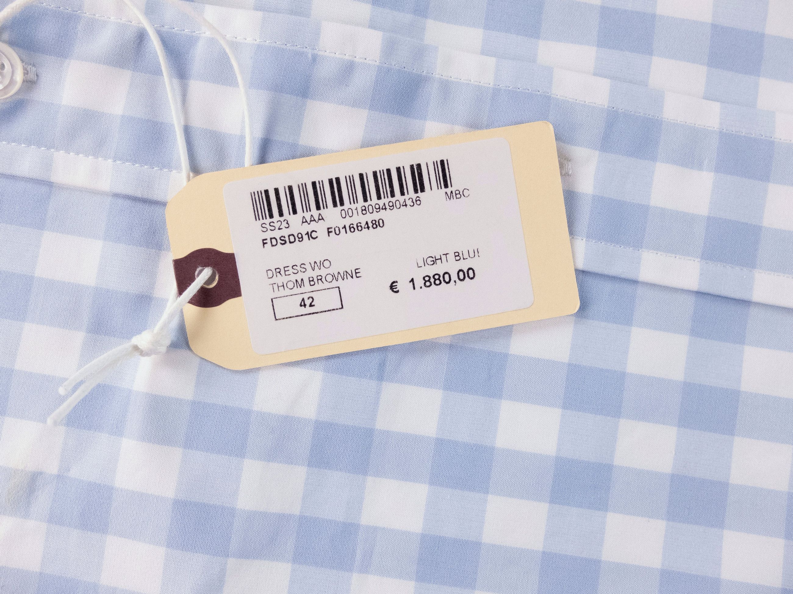 Thom Browne THOM BROWNE blue white gingham cotton gathered shirt dress Size M / US 6-8 / IT 42-44 - 6 Thumbnail