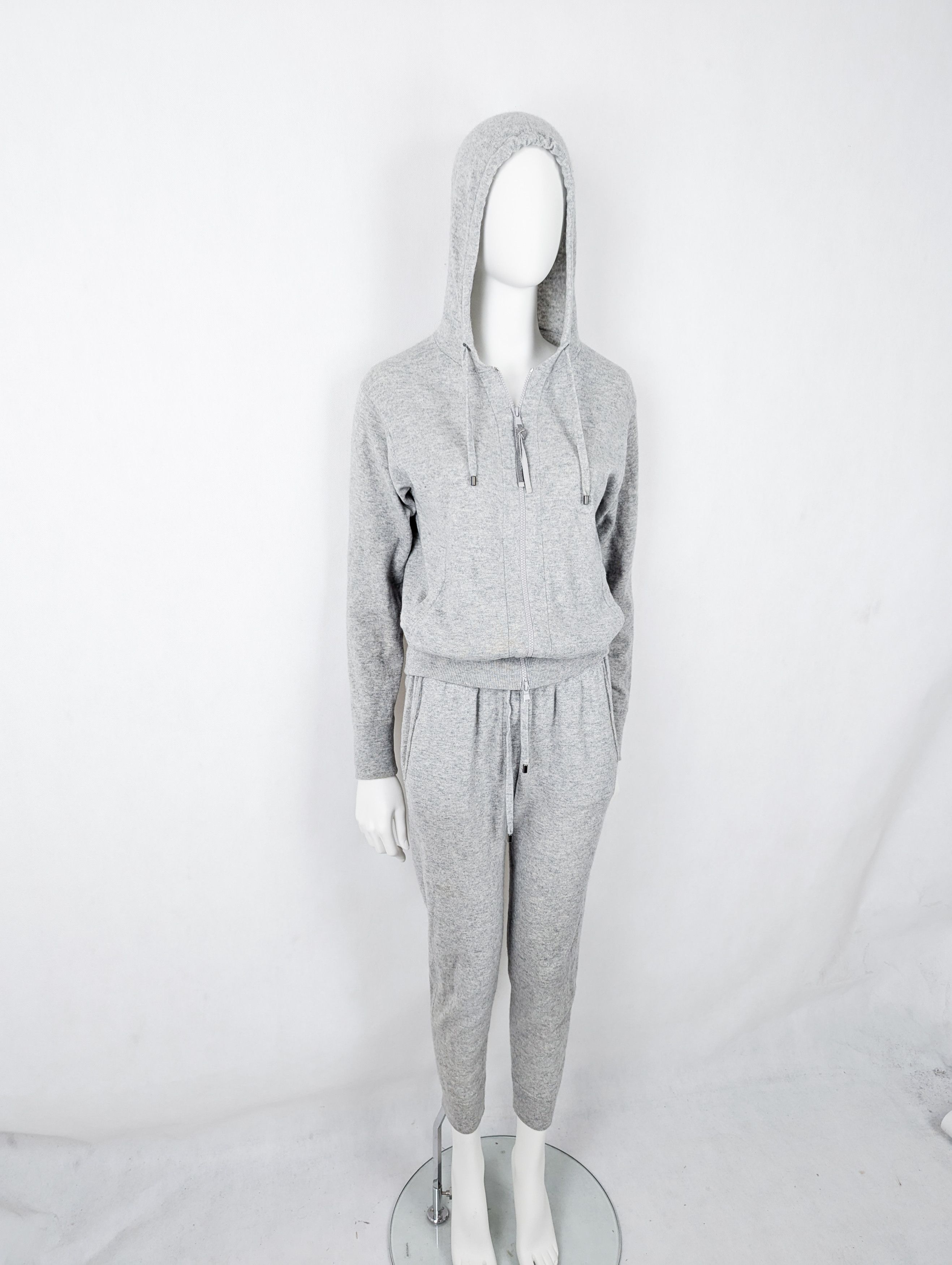 Brunello Cucinelli Brunello Cucinelli cashmere grey set suit pants zip hoodie S Size S / US 4 / IT 40 - 3 Thumbnail