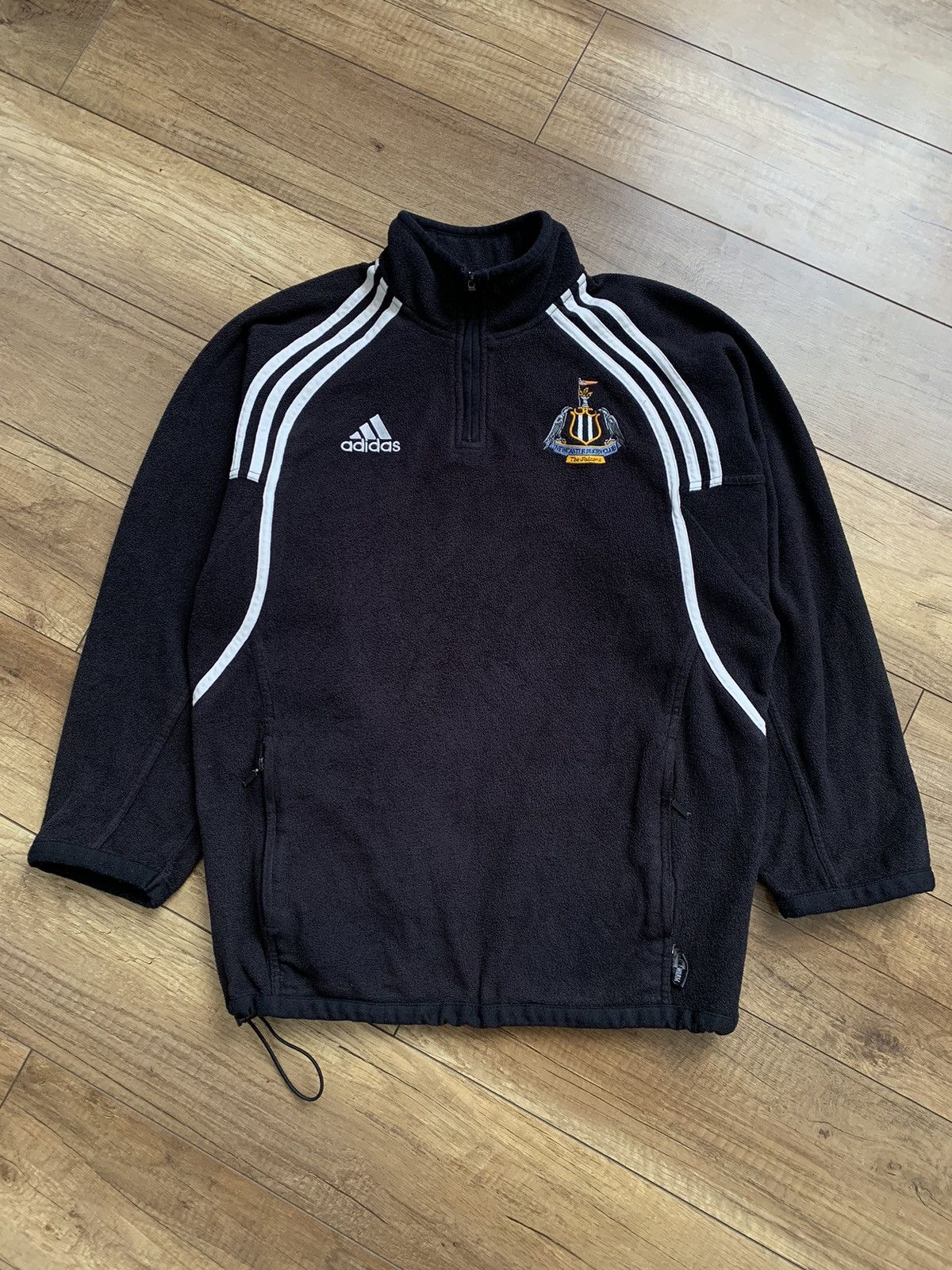 image of Adidas New Castle Rugby Fleece Jacket Sweatshirt Vintage 90's in Black, Men's (Size Medium)