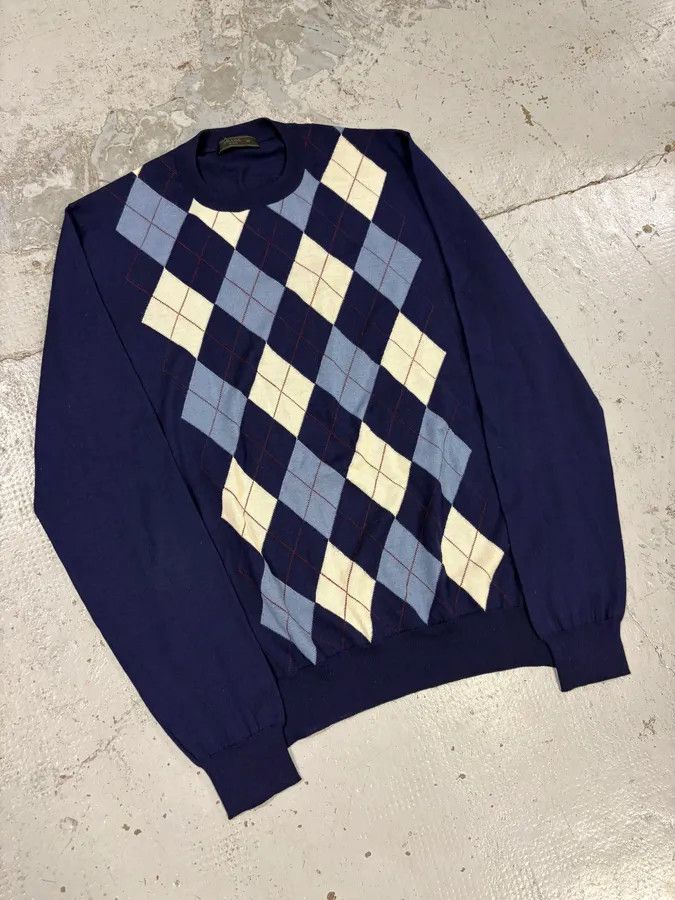 Prada FW2018 Prada Navy Argyle Wool Sweater Size US S / EU 44-46 / 1 - 4 Thumbnail