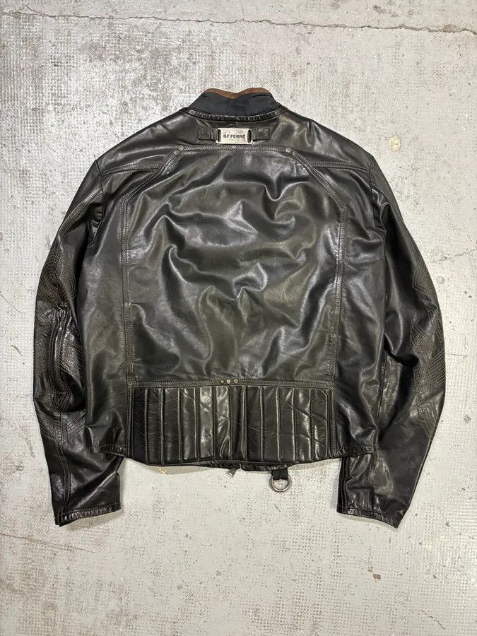 2000s Gianfranco Ferré Black Leather Motorcycle Jacke