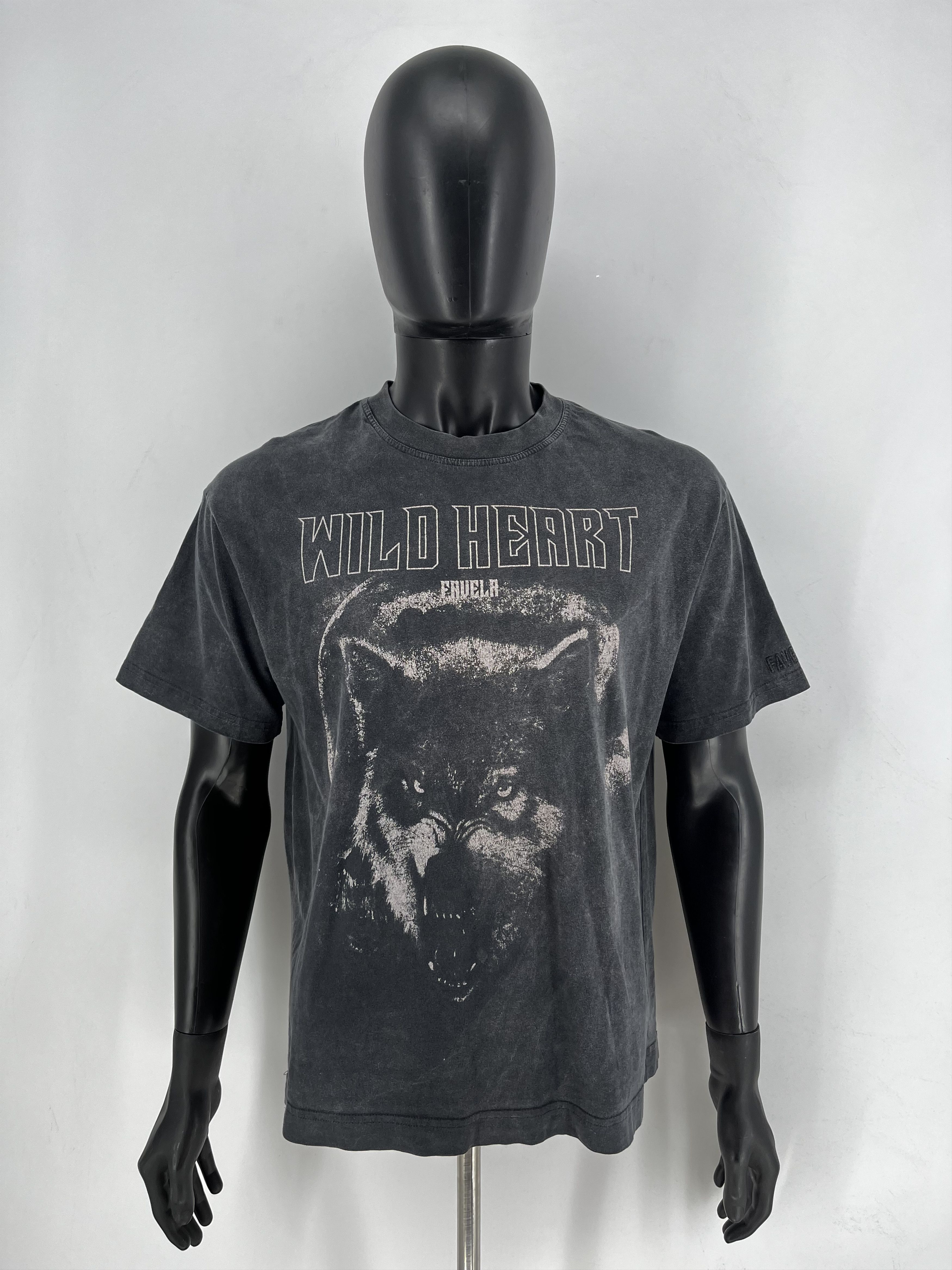 FAVELA FAVELA Vintage Wolf Tee “Wild Heart” Washed Black S Size US S / EU 44-46 / 1 - 3 Thumbnail