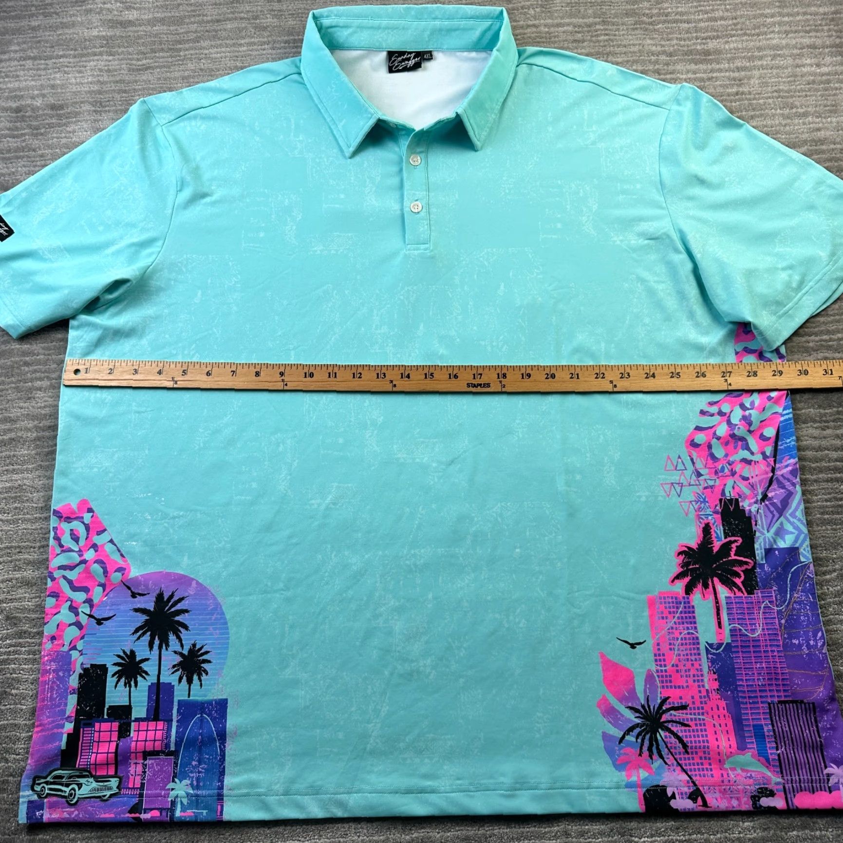 Vintage Sunday Swagger Polo Shirt Mens 4XL Green All Over Print Floral Golf Shirt Polo Size US XXL / EU 58 / 5 - 6 Thumbnail