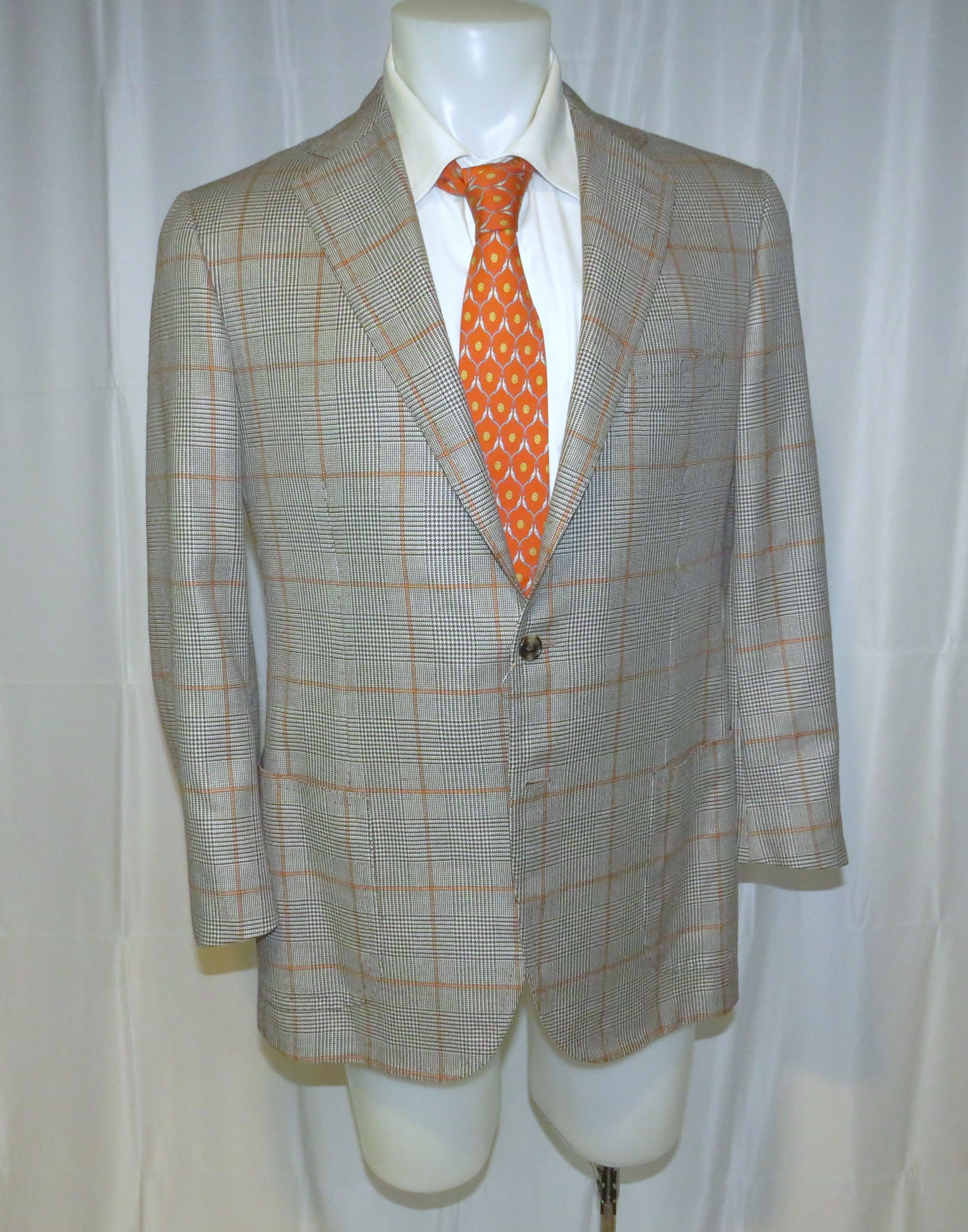 Cesare Attolini GUK Gray Plaid Super 140 Current Two Button Sport Coat 42 Size 42R - 9 Thumbnail