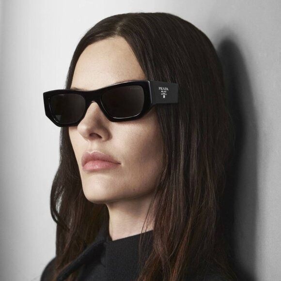 Prada Prada PRA01S 16K08Z Sunglasses Black Square Frame, Dark Grey Size ONE SIZE - 2 Thumbnail