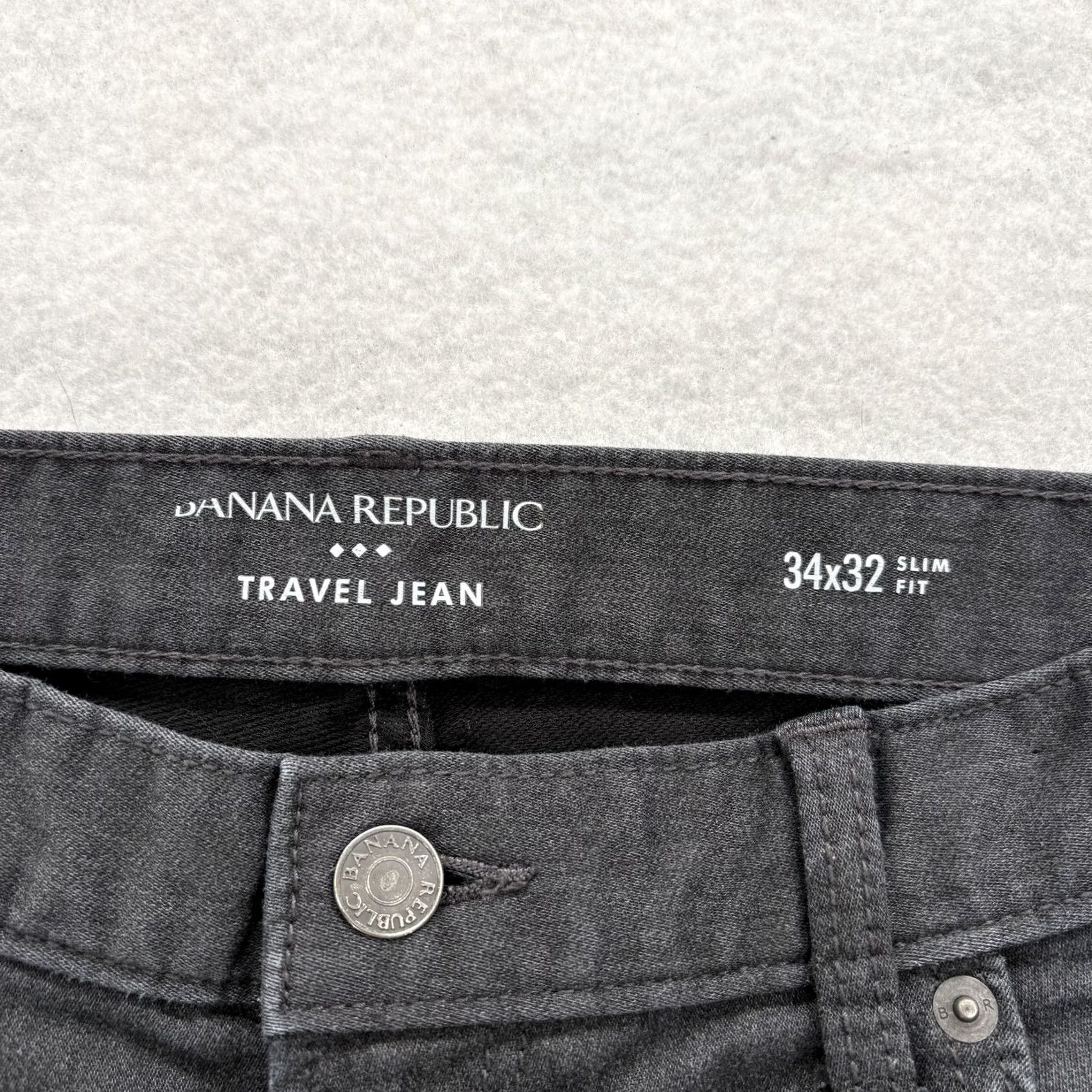 Banana Republic Banana Republic Travel Jeans Mens 34x30 Slim Straight Charcoal Wash Gray Denim Size US 34 / EU 50 - 3 Thumbnail