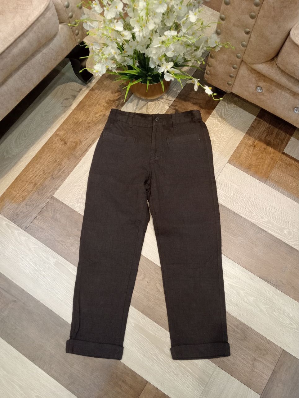 Issey Miyake ISSEY MIYAKE PLANTATION COTTON PANTS - SIZE S BROWN Size 28" / US 6 / IT 42 - 1 Thumbnail