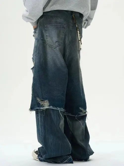 Japanese Brand VIBE Washed distressed straight street retro ripped jeans Size US 32 / EU 48 - 7 Thumbnail