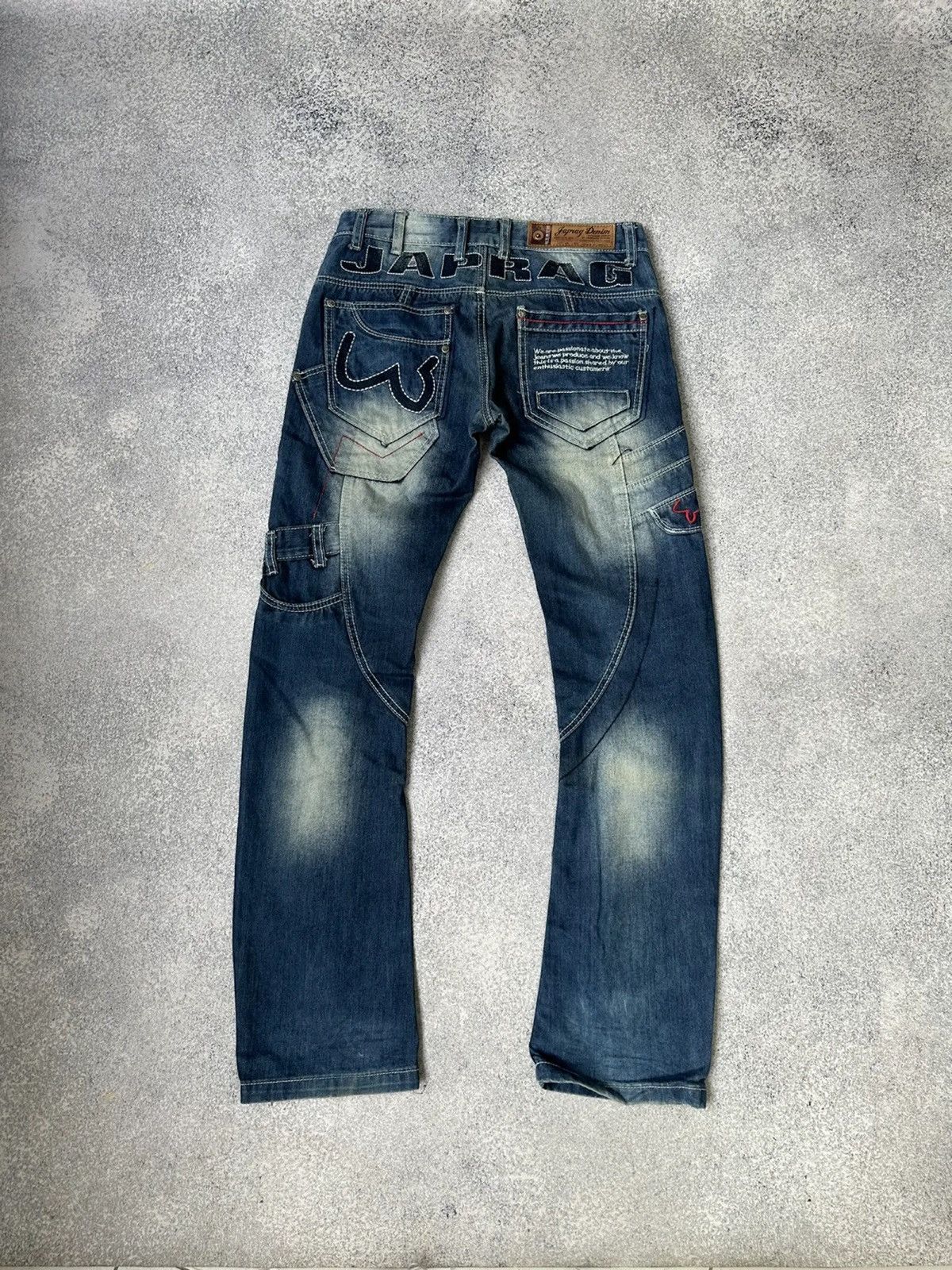 image of Archival Clothing x Vintage Japrag Denim Japanese Y2K Okishana Samoki Jeans in Navy, Men's (Size 30