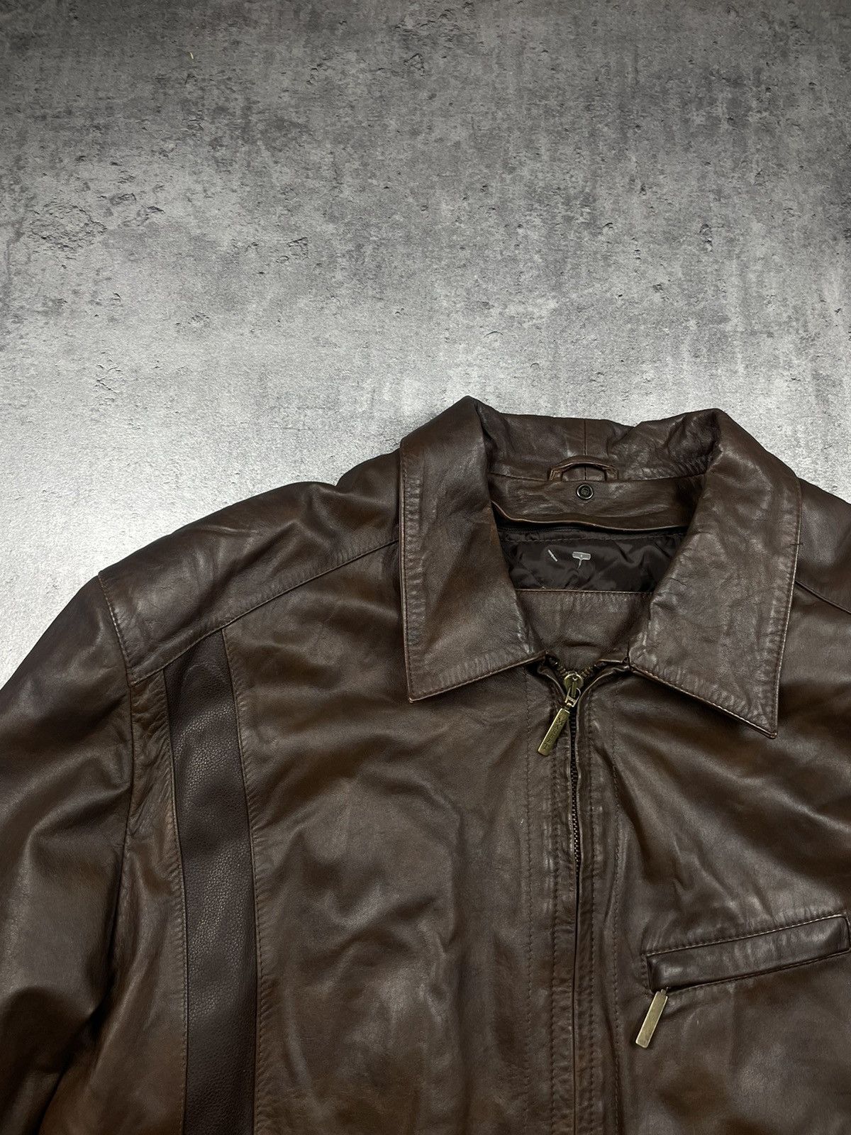 Japanese Brand Leather jacket zip black usa opium baggy boxy usa 90s Size US L / EU 52-54 / 3 - 4 Thumbnail