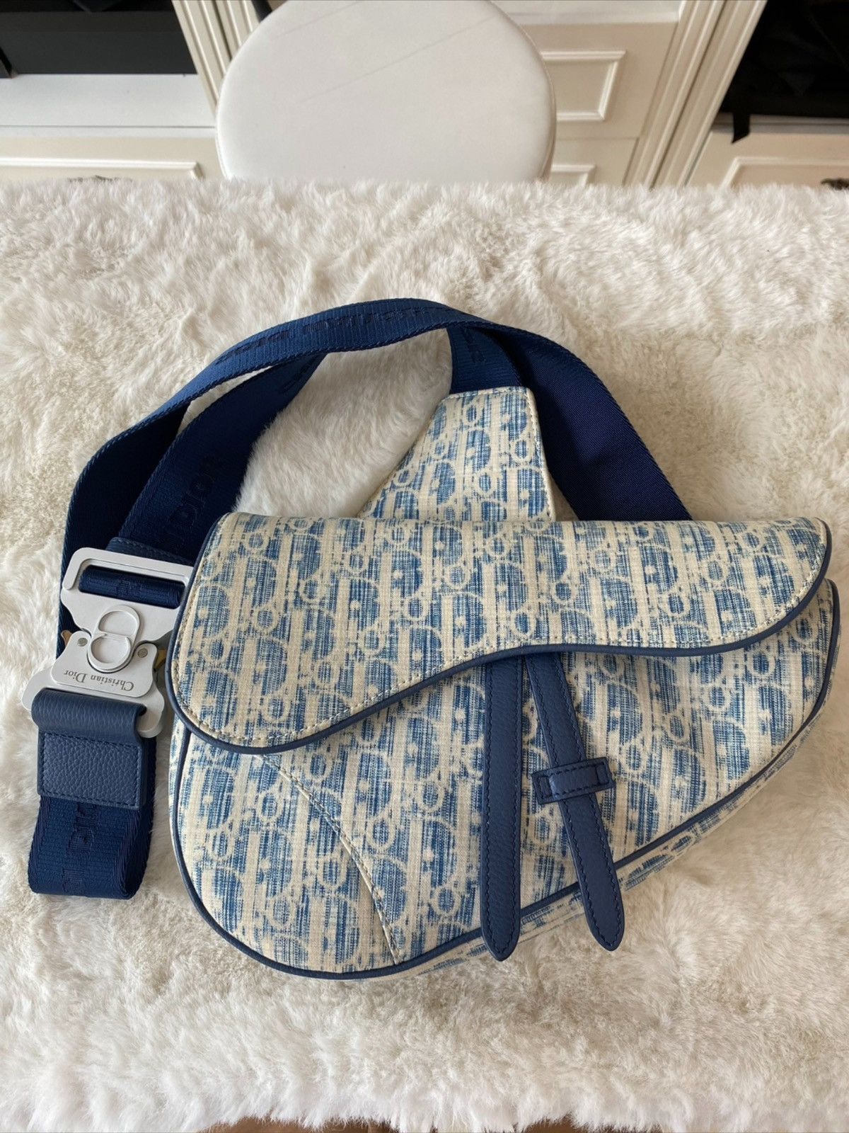 image of Dior Saddle Crossbody Bag Limited in Blue, Men's