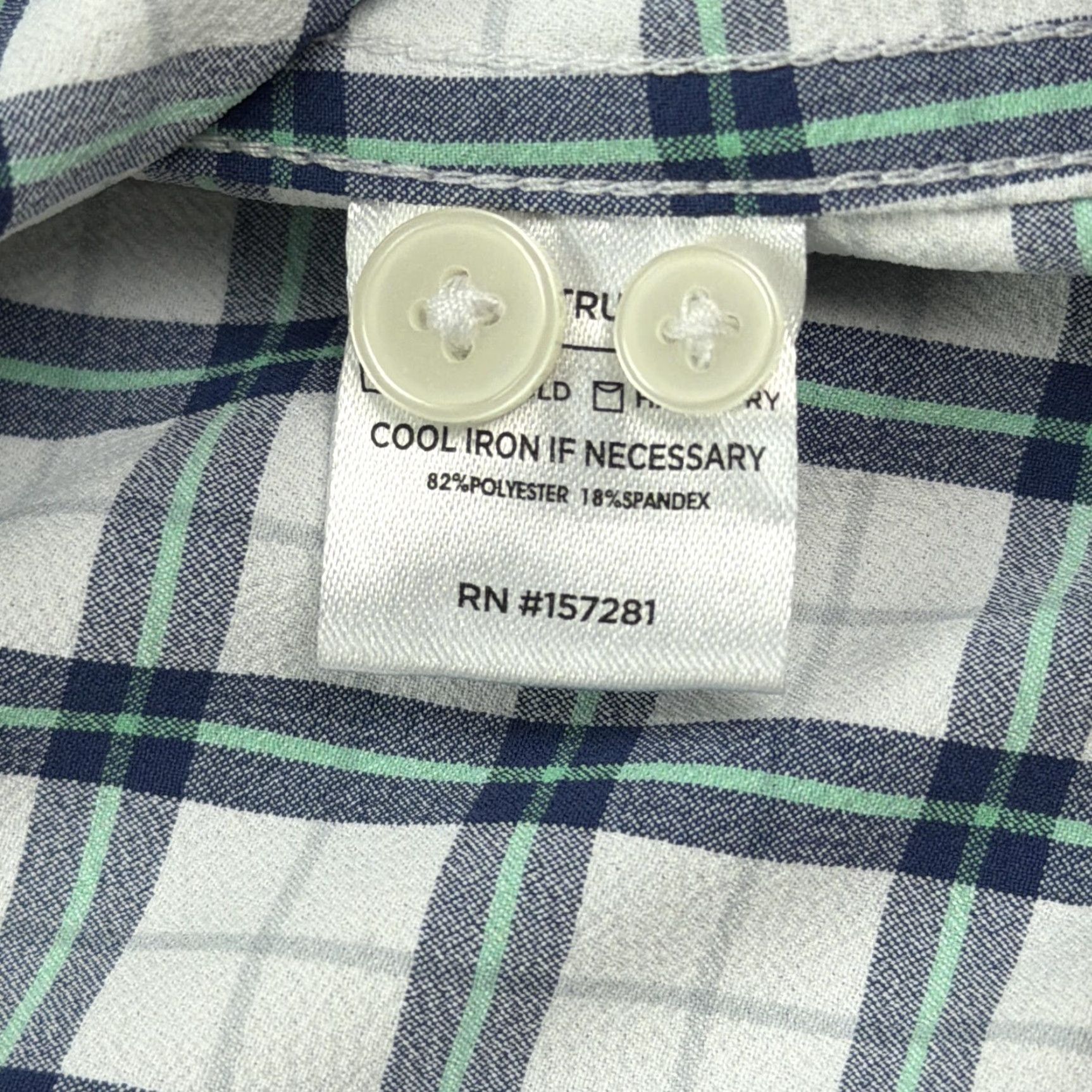 Mizzen+Main Mizzen+Main Leeward Shirt Mens 2XL White Blue Green Plaid Stretch Fit Casual Dress Shirt Size US XXL / EU 58 / 5 - 4 Thumbnail