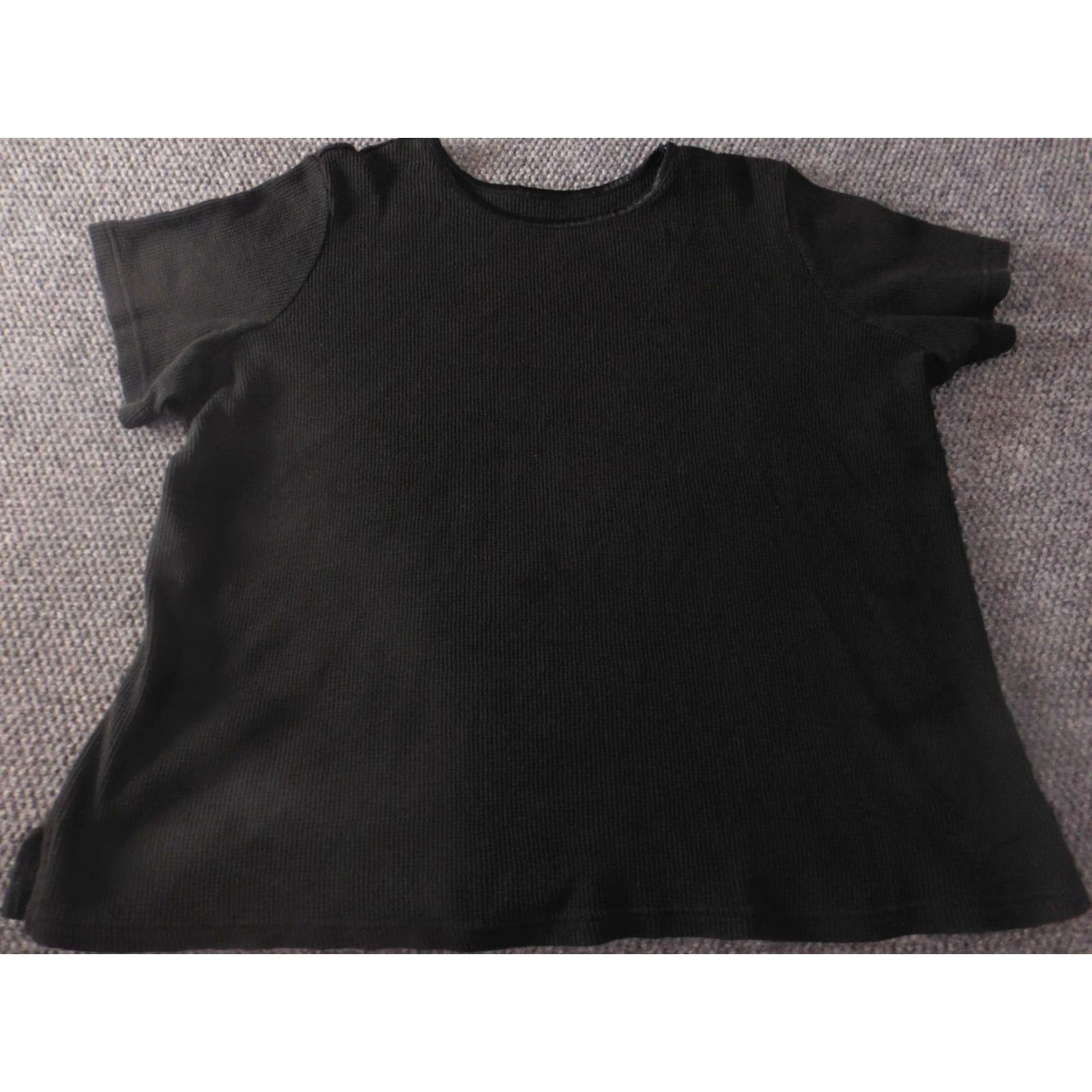 Vintage Woman Within Blouse 2X Black Crewneck Pullover Stretch Short Sleeve Casual Size XXL / US 16-18 / IT 52-54 - 2 Thumbnail