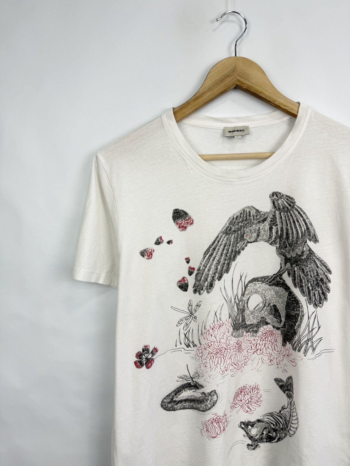 Diesel 🇺🇸💀🐦‍⬛ Y2K Diesel Skull Crow T-Shirt Retro Rare Size US M / EU 48-50 / 2 - 3 Thumbnail