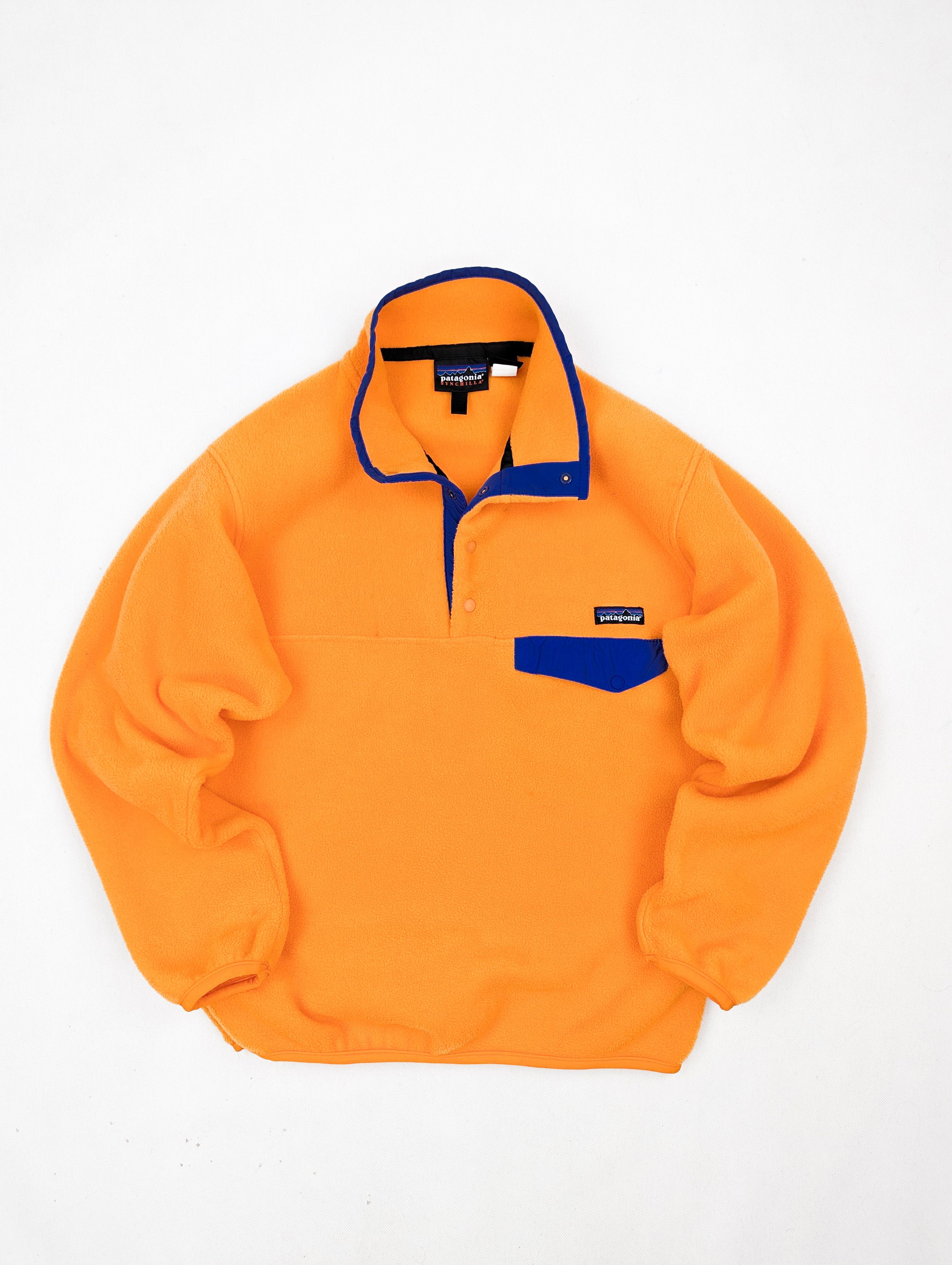 Image of Patagonia Orange Synchilla Sweatshirt Fleece Anorak, Men's (Size Small)