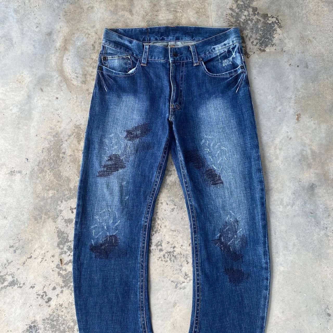 291295=Homme Archival 291295=HOMME Curved Leg "J-Cut Sashiko Repair Denim Size US 30 / EU 46 - 4 Thumbnail