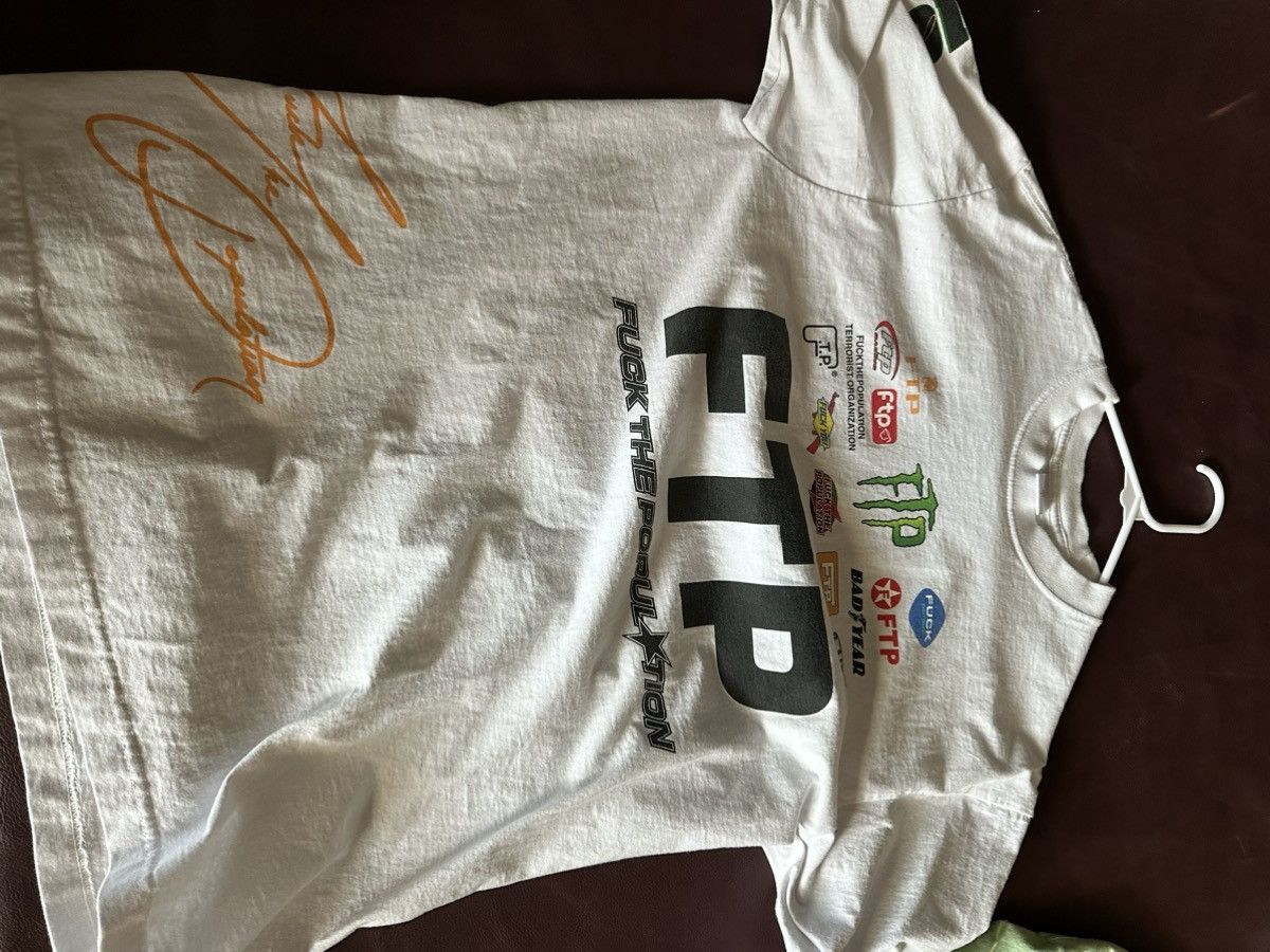 image of Ftp Fuck The Population Racing Sponsor Tee in White, Men's (Size Large)