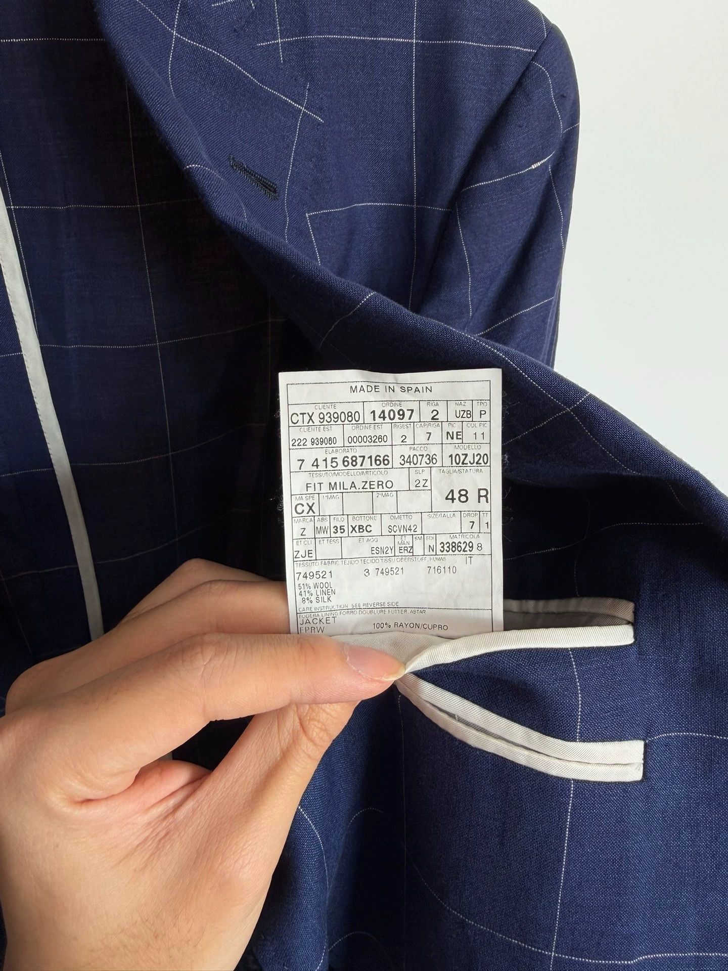 Ermenegildo Zegna Zegna Wool Linen Silk Blue Plaid Crossover Jacket 48 Size 48S - 8 Thumbnail
