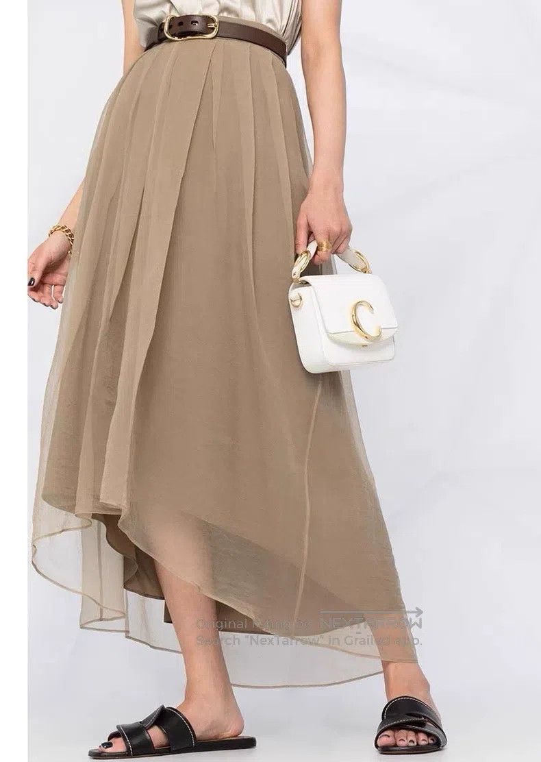 Brunello Cucinelli Brunello Cucinelli Brown asymmetrical tulle skirt Size 25" / US 0 / IT 36 - 1 Thumbnail
