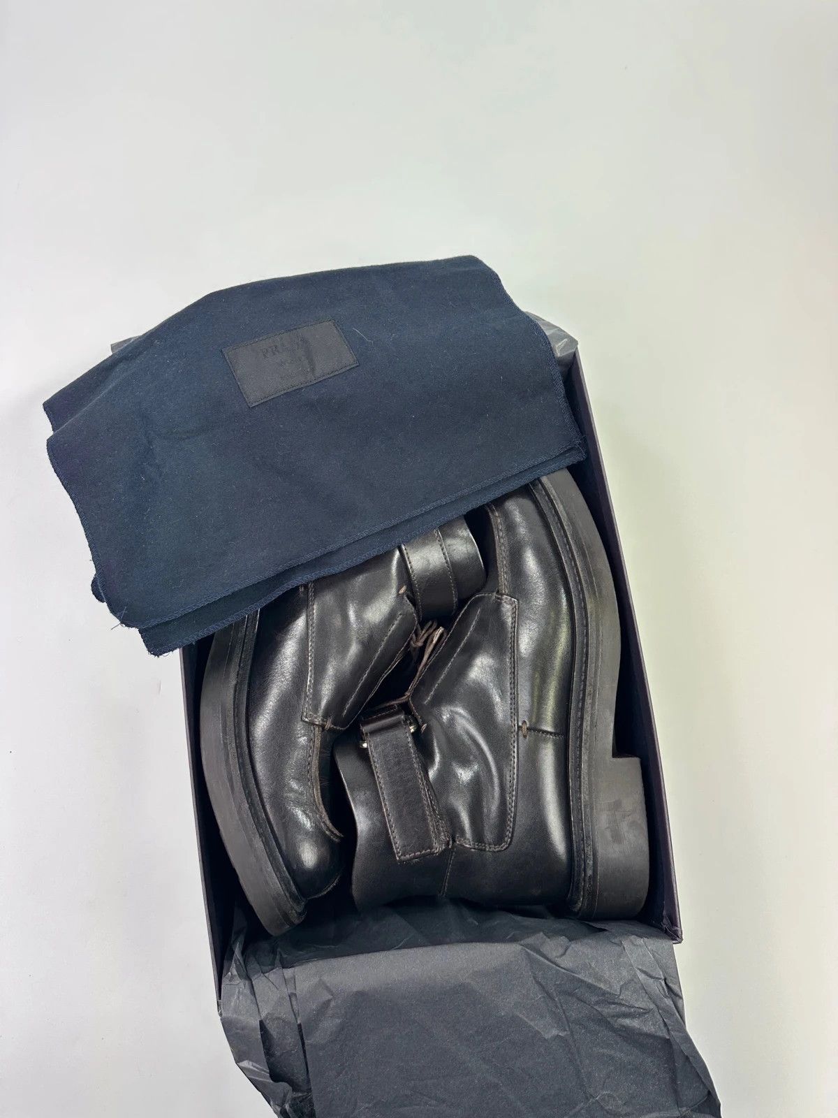 Prada Prada Milano FW1999 Black Leather Square Toe Mid Ankle Boots Size US 9 / EU 42 - 15 Thumbnail