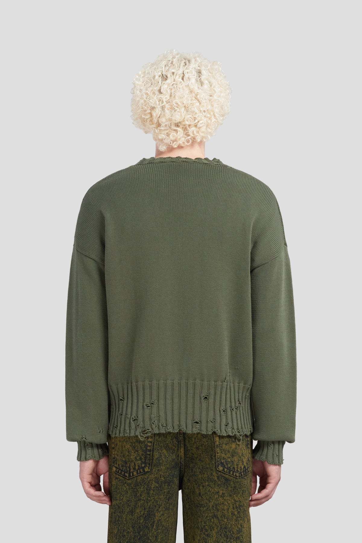Marni o1f1d3z0525 Engineered-Destruction Sweater in Green Size US L / EU 52-54 / 3 - 3 Thumbnail