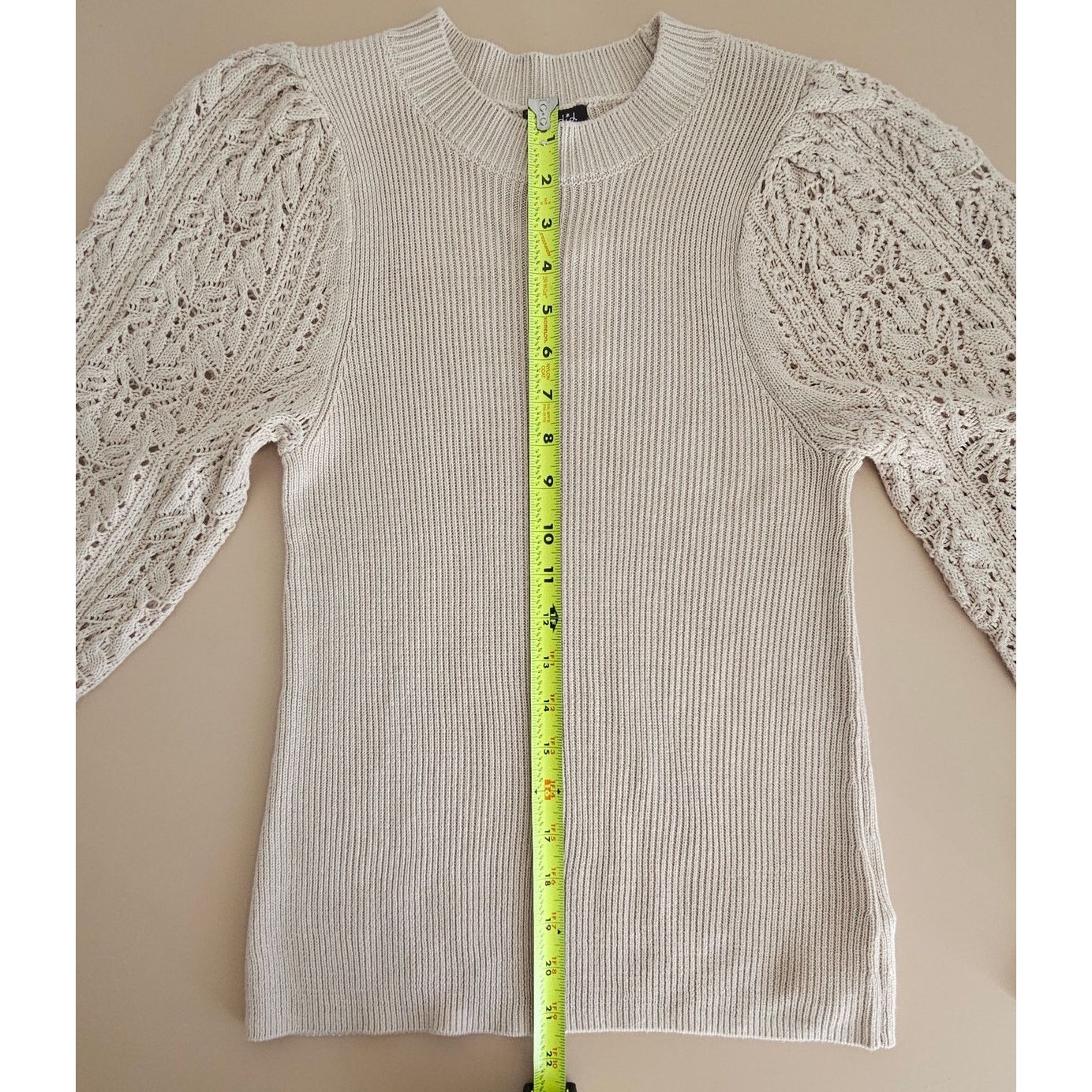 Splendid NWT Splendid Phoebe Pointelle Oat Heather Sweater XS $148 Size XS / US 0-2 / IT 36-38 - 7 Thumbnail