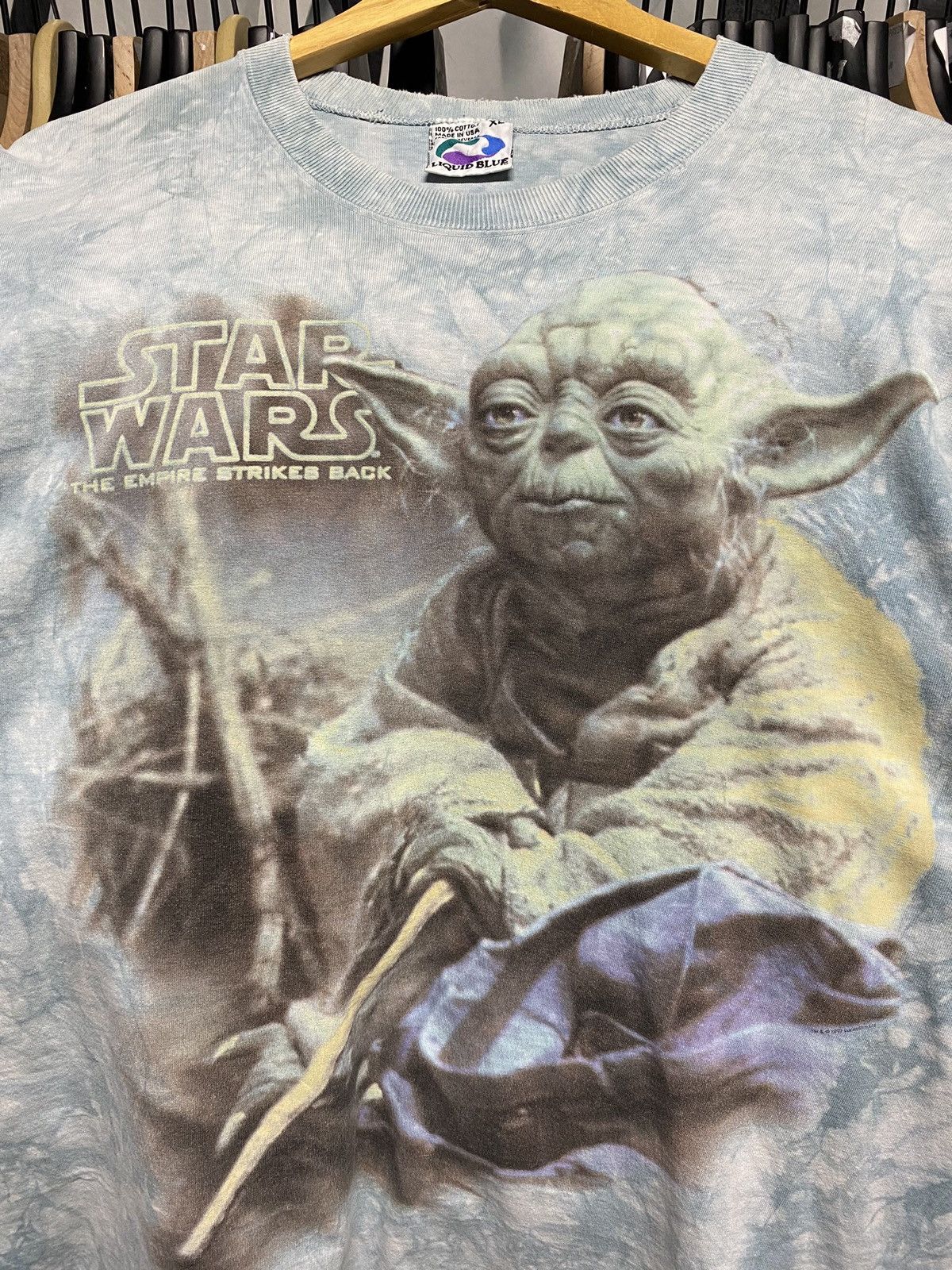 Vintage 90’s Vintage Yoda Star Wars Liquid Blue Tee Shirt XLarge Size US XL / EU 56 / 4 - 2 Thumbnail