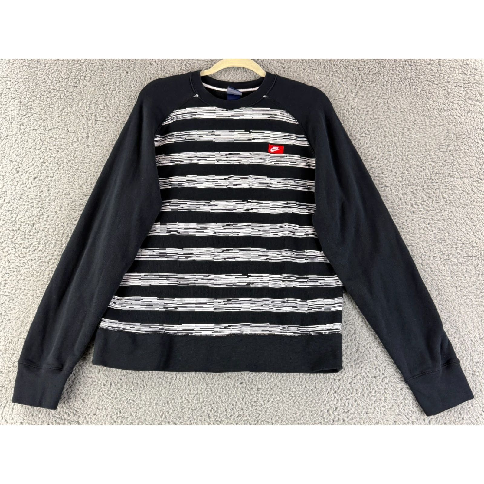 Nike Nike Sweater Mens Large Black White Stripe Crew Neck Long Sleeve 100% Cotton Size US L / EU 52-54 / 3 - 2 Thumbnail