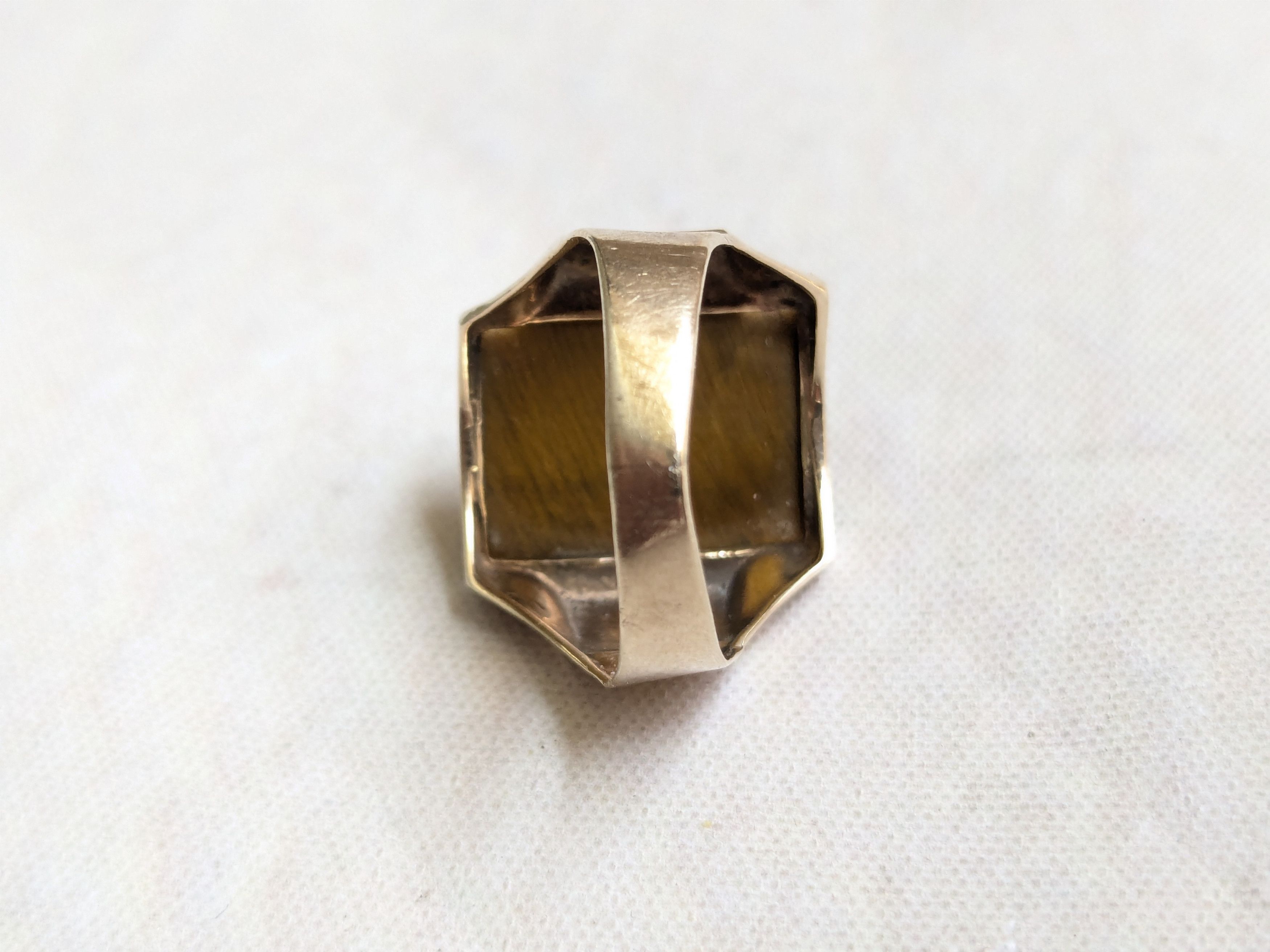 Jewelry × Vintage Vintage 10k Gold Ring Tiger's Eye 8 Cameo Rectangle Size ONE SIZE - 11 Thumbnail