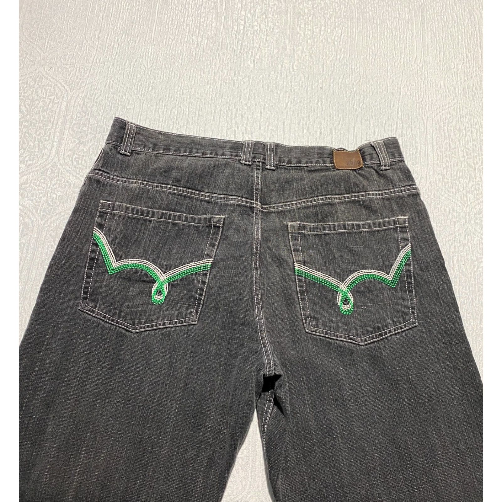 Vintage Ubug Men's Jeans Size 40×34 Black Relaxed Wide Leg Embroidered Pockets Size US 40 / EU 56 - 5 Thumbnail
