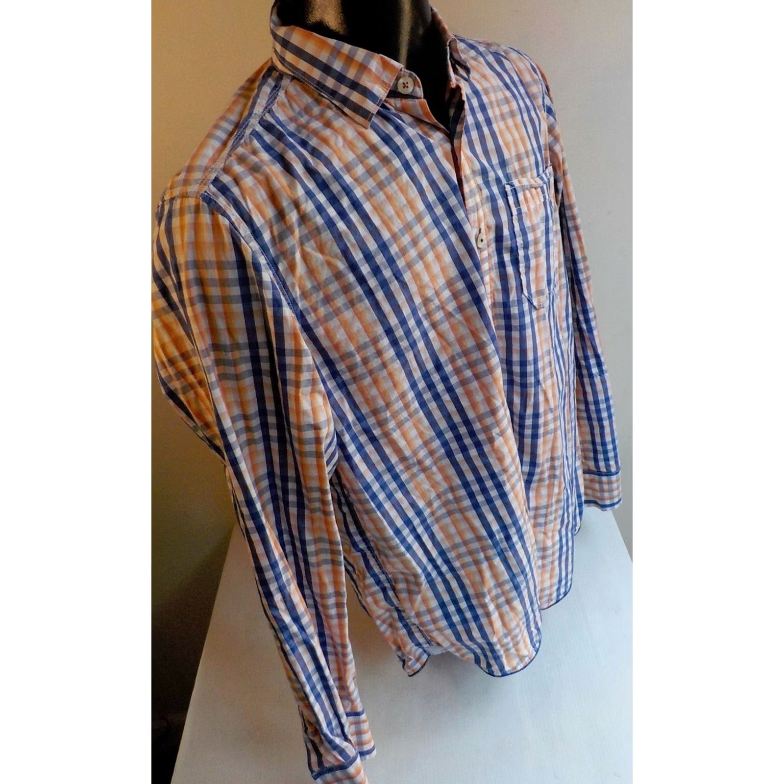 Tommy Bahama TOMMY BAHAMA JEANS LS Button Down Checkered Shirt Cotton White Peach Blue SZ MED Mens Shirt Medium White Peach Blue Checkered 100% Cotton Size US M / EU 48-50 / 2 - 3 Thumbnail