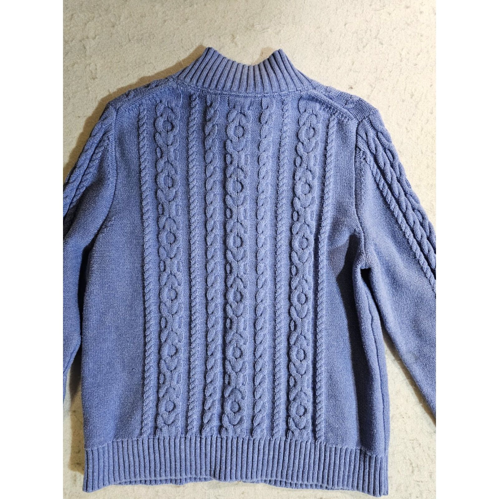 Vintage VINTAGE L.L.Bean Cardigan Sweater Cable Knit Mock Neck Full Zip Womens XL Petite Blue Size XL / US 12-14 / IT 48-50 - 7 Thumbnail