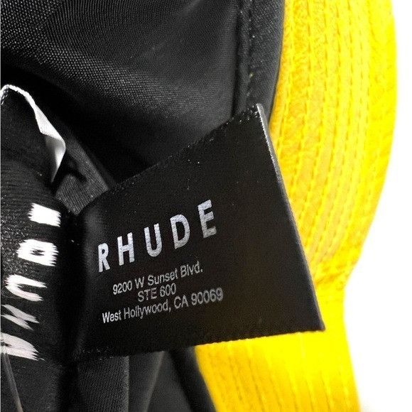 Rhude Rhude Logo Leather Bucket Hat Yellow Black Size ONE SIZE - 6 Thumbnail