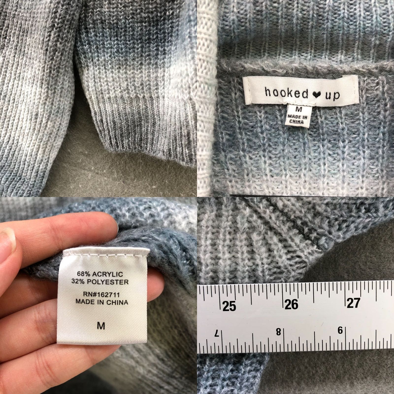 Vintage VINTAGE Hooked Up by IOT Blue Gray Striped Ombre Turtleneck Sweater Womens M Relaxed Pullover Bohemian Size M / US 6-8 / IT 42-44 - 8 Thumbnail
