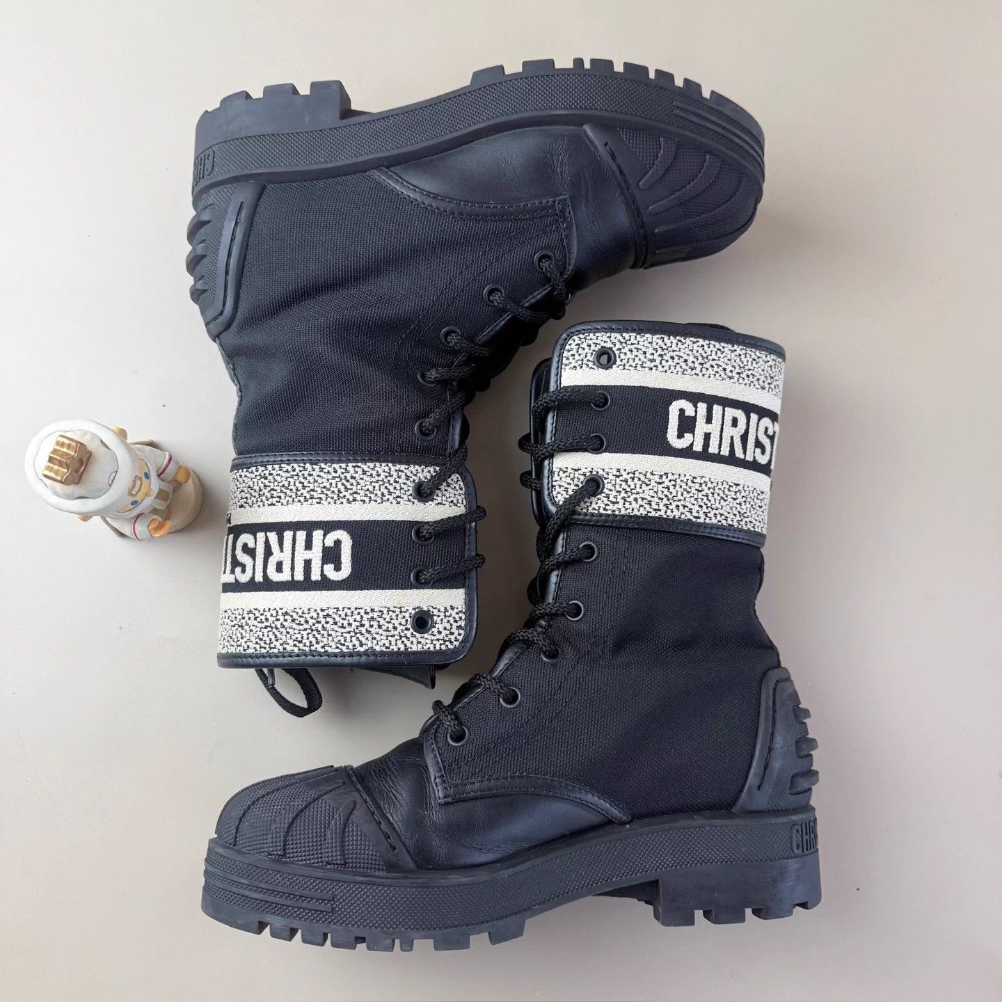 Dior B&W Shelltoe Embroidered Short Boots