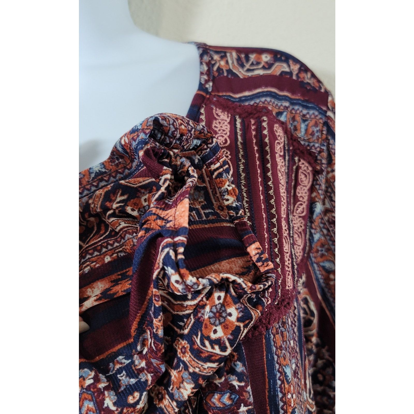 Other Style & Co Burgundy Brown Embroidered Bodice Top XL Flowy Size XL / US 12-14 / IT 48-50 - 5 Thumbnail