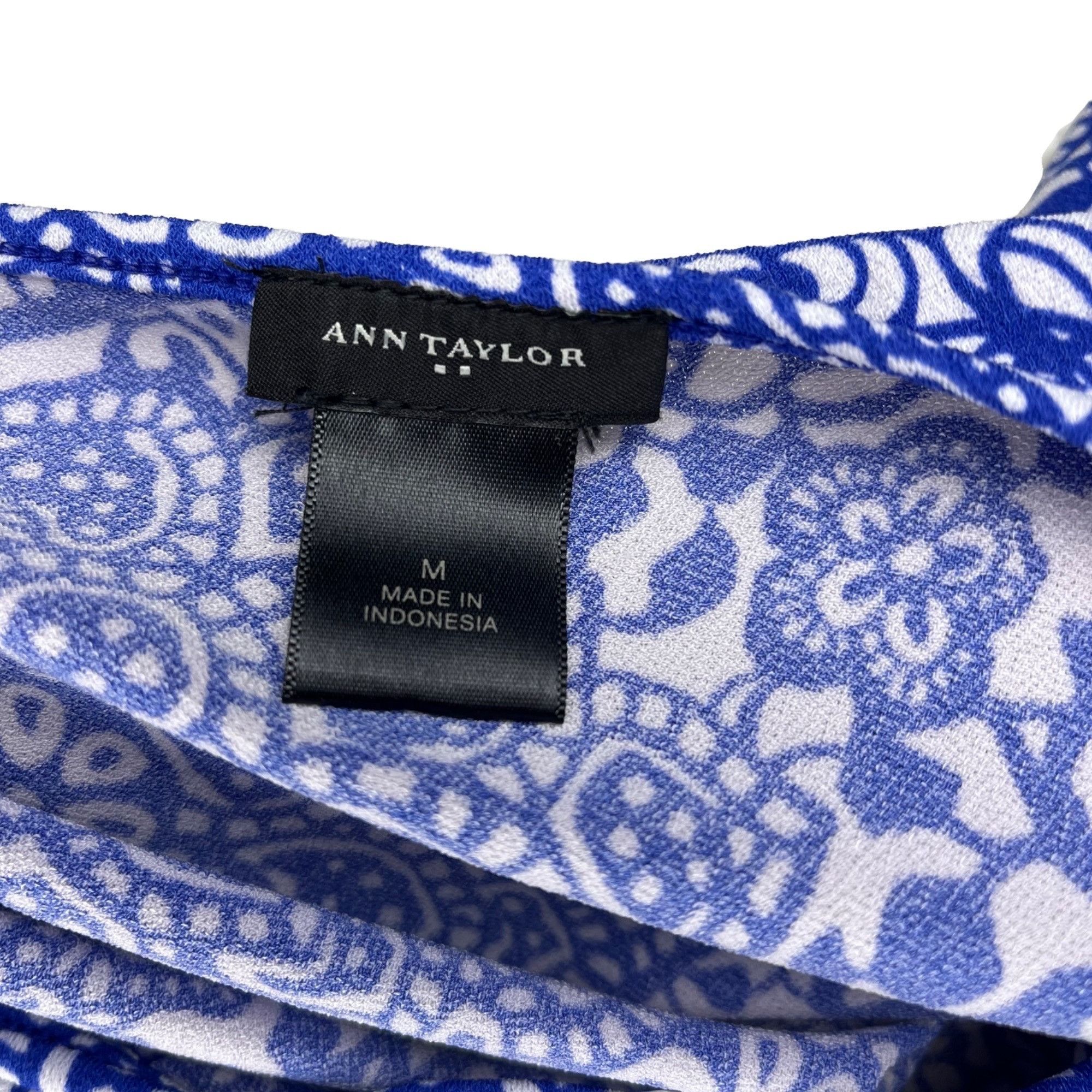 Ann Taylor Ann Taylor Blue Floral Print Sleeveless Scoop-Neck Top Size Size M / US 6-8 / IT 42-44 - 4 Thumbnail