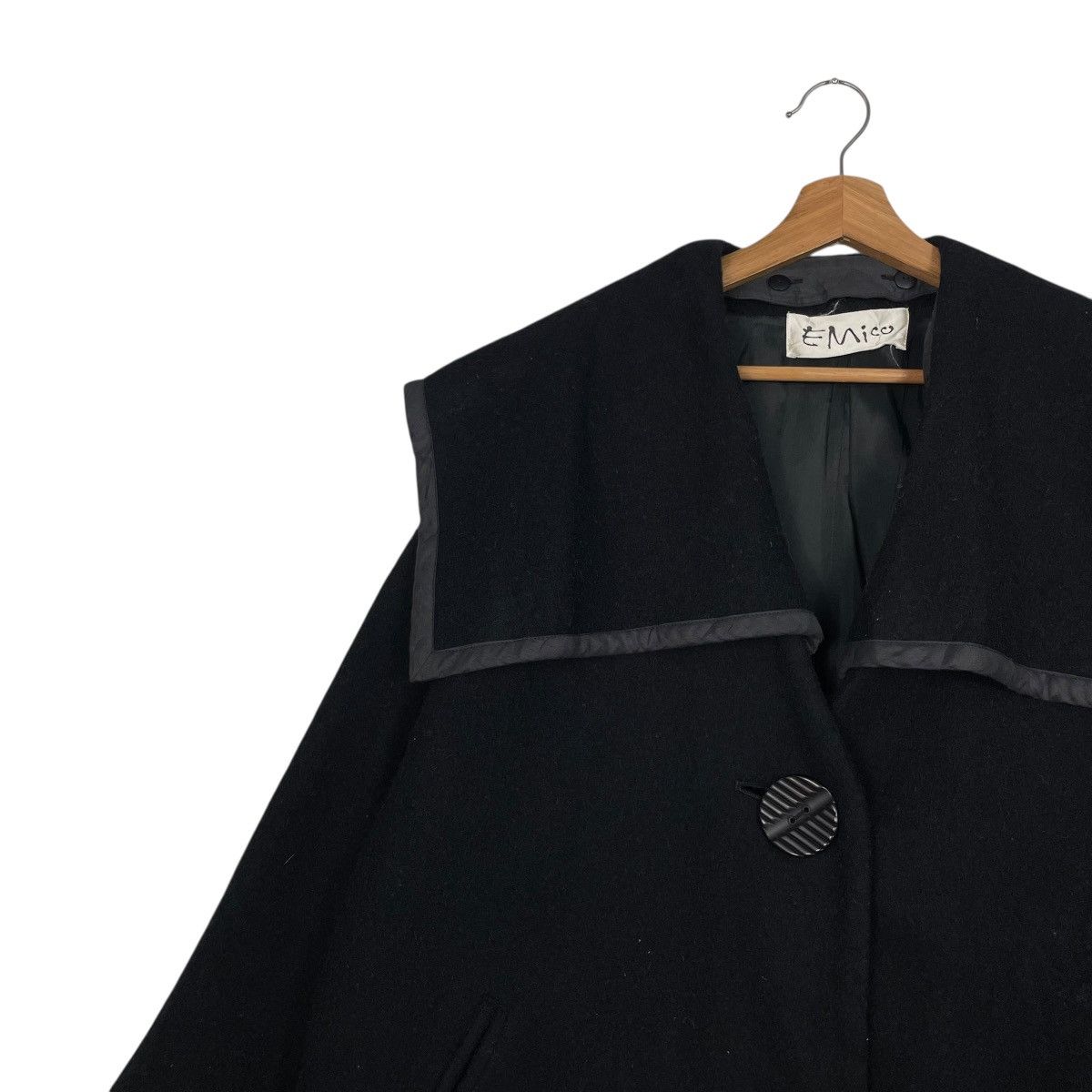 Japanese Brand Nice Design Emico Black Wool Overcoat Size M / US 6-8 / IT 42-44 - 7 Thumbnail