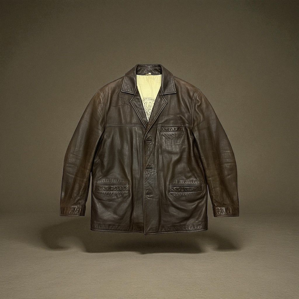Other AKASO Men’s Brown Genuine Leather Long Jacket Classic Style Size US L / EU 52-54 / 3 - 1 Thumbnail