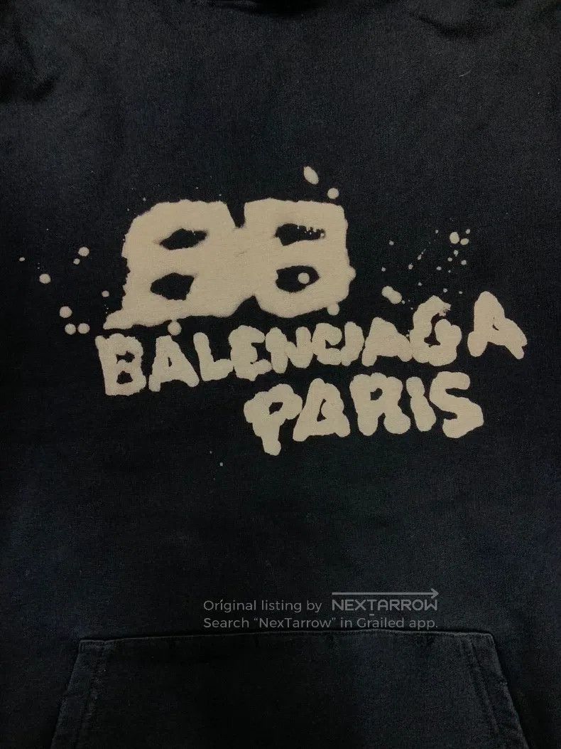 Balenciaga Balenciaga Letter Logo Print Hooded Long Sleeve Sweatshirt Size L / US 10 / IT 46 - 3 Thumbnail