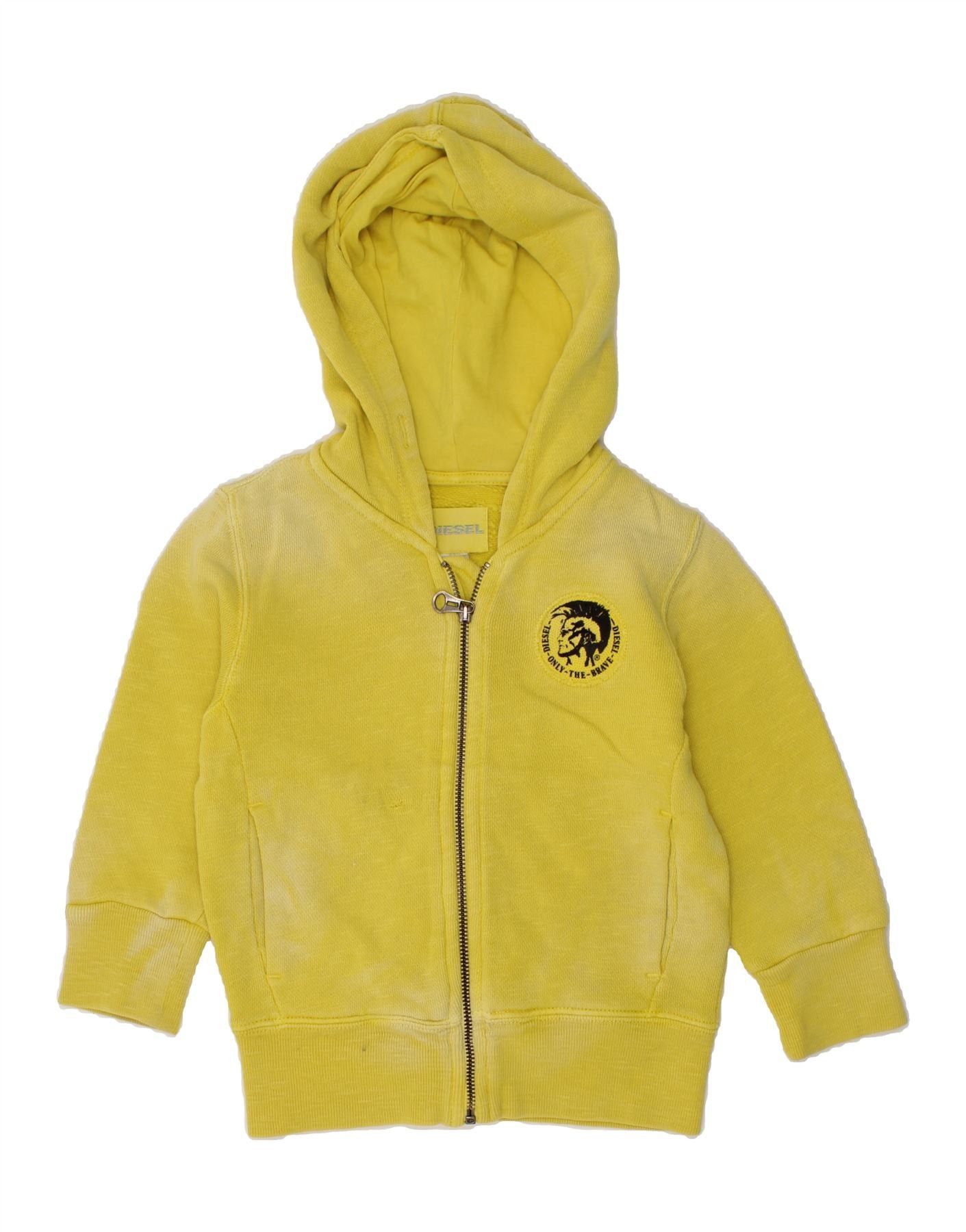 Diesel Baby Boys Zip Hoodie Sweater 12-18 Months Yellow Cotton Size M / US 6-8 / IT 42-44 - 1 Thumbnail