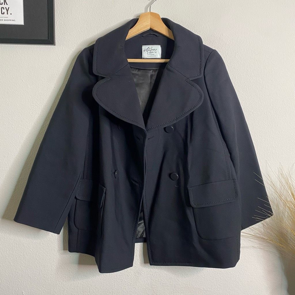 Kate Spade Kate Spade Madison Ave Pea Coat Black Button Front Greer Coa Size L / US 10 / IT 46 - 8 Thumbnail