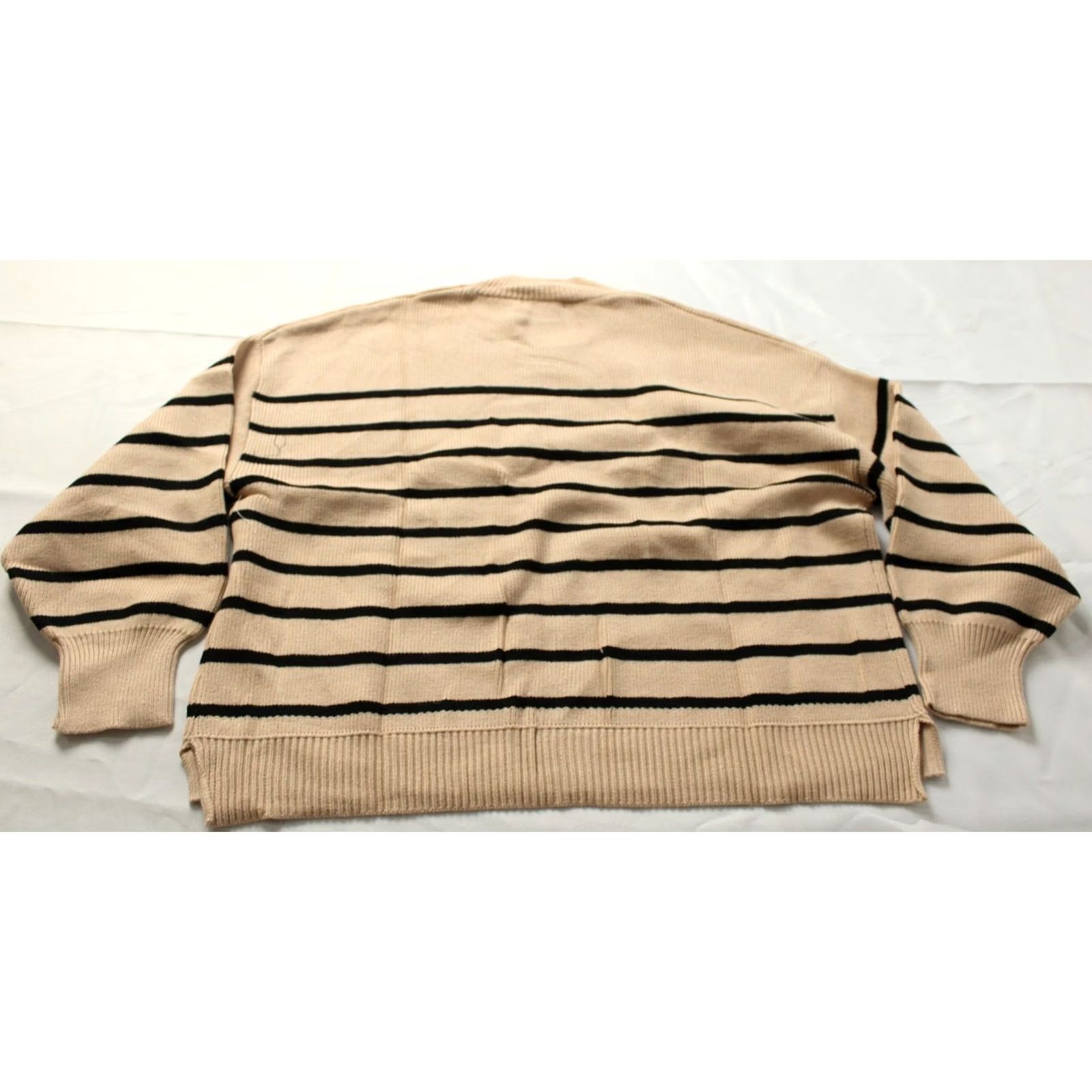 Vintage Dokotoo Women's Basic Soft Pullover Striped Sweater Beige Size XL NWT Size XL / US 12-14 / IT 48-50 - 3 Thumbnail